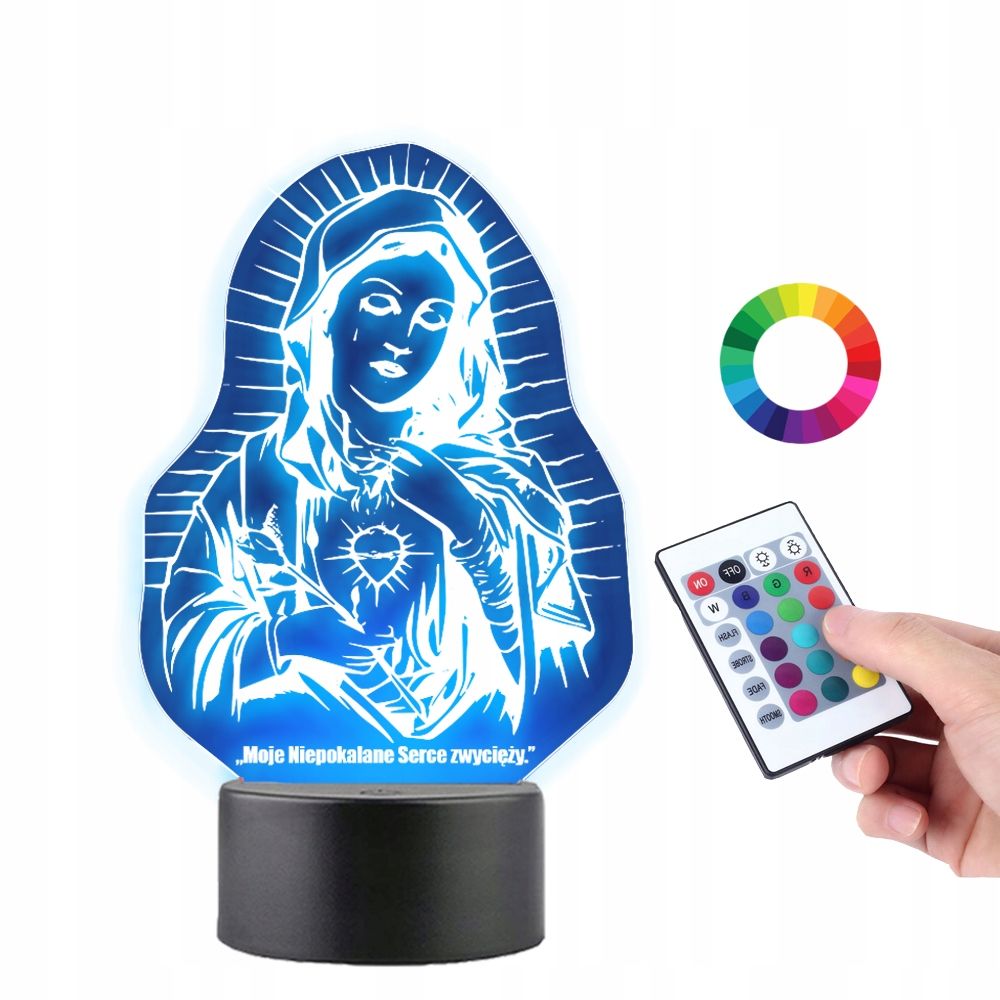  Light bulb on the glass pope jan pawel ii gift 3d led rgb + remote control 16 color