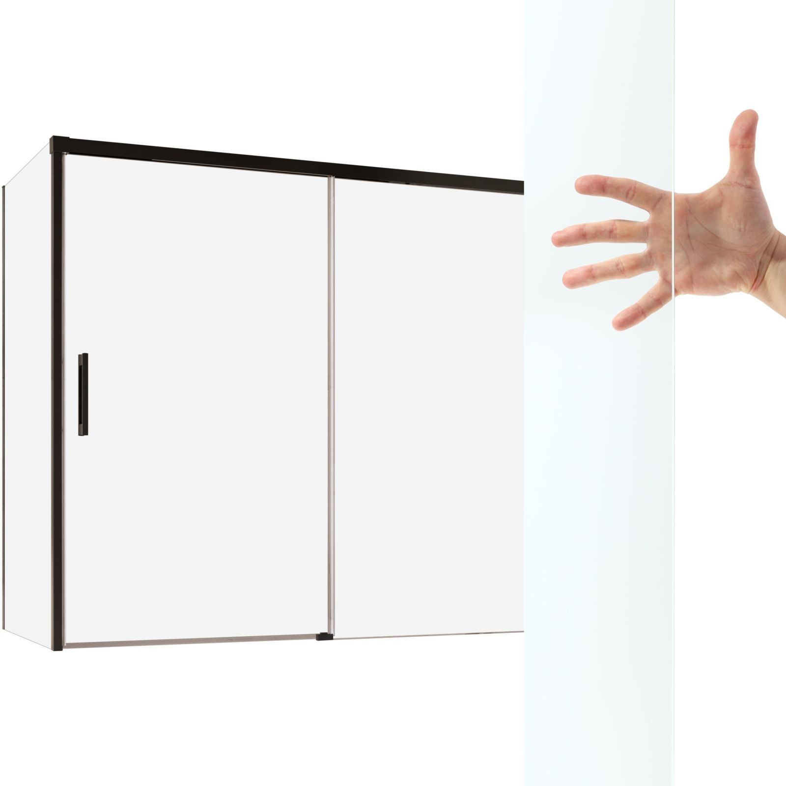  Badezimmerwand glas schwarz 140x80 l graphitfarbe + reinigungsschaum dämmerung
