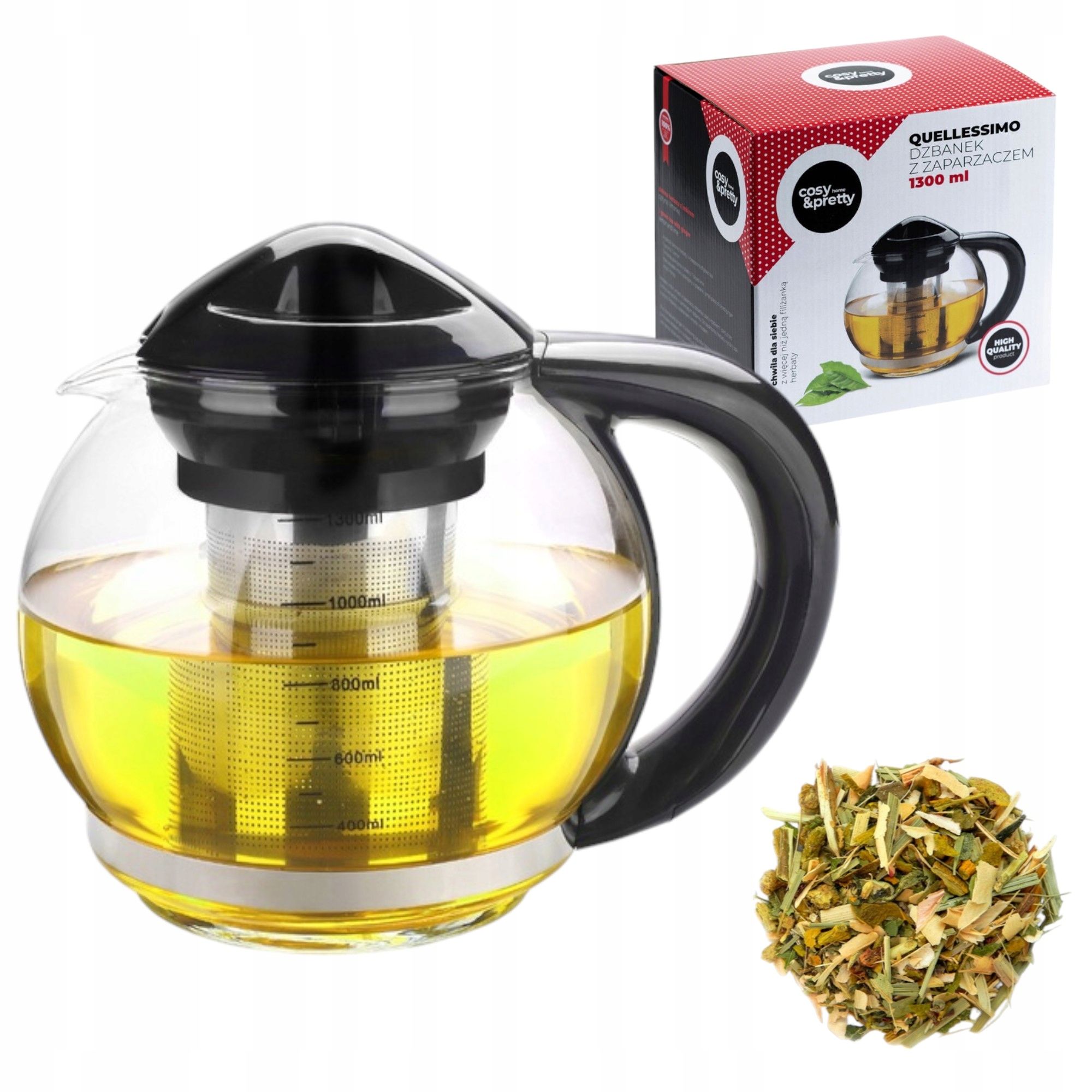  Infusorien für tee, kräuter glaskrug mit infusorien sieb 1.5 l