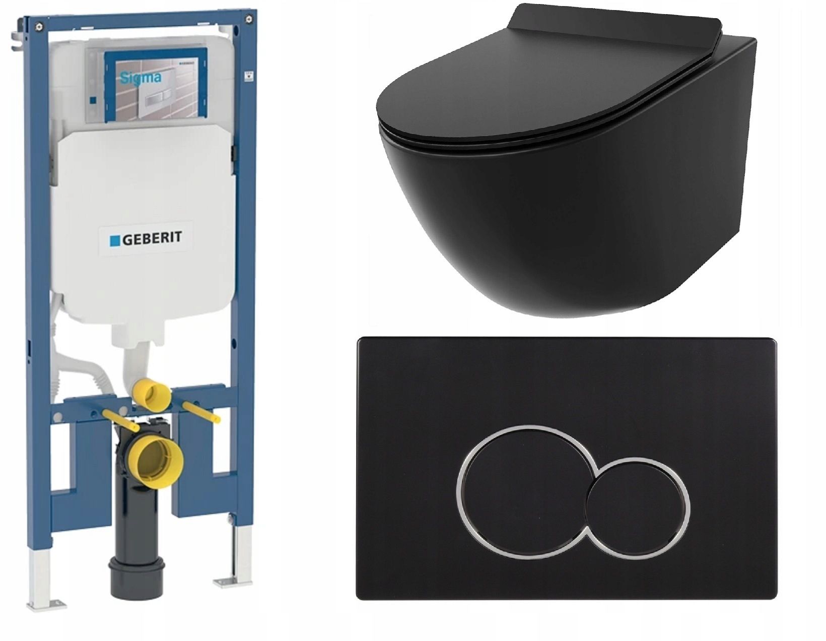  Wc rāmja komplekts geberit + atslēga + tualetes pods melns matēts + dēlis w/o+fresh