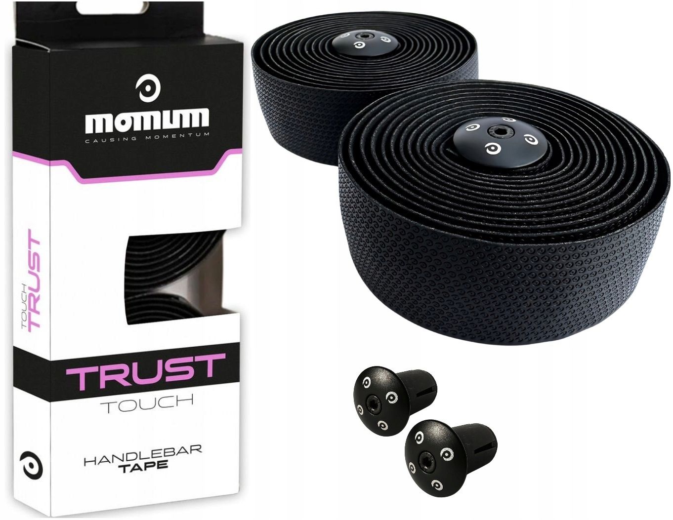  Páska momum trust touch čiernej farby 1.8mm + hliník zátky volant