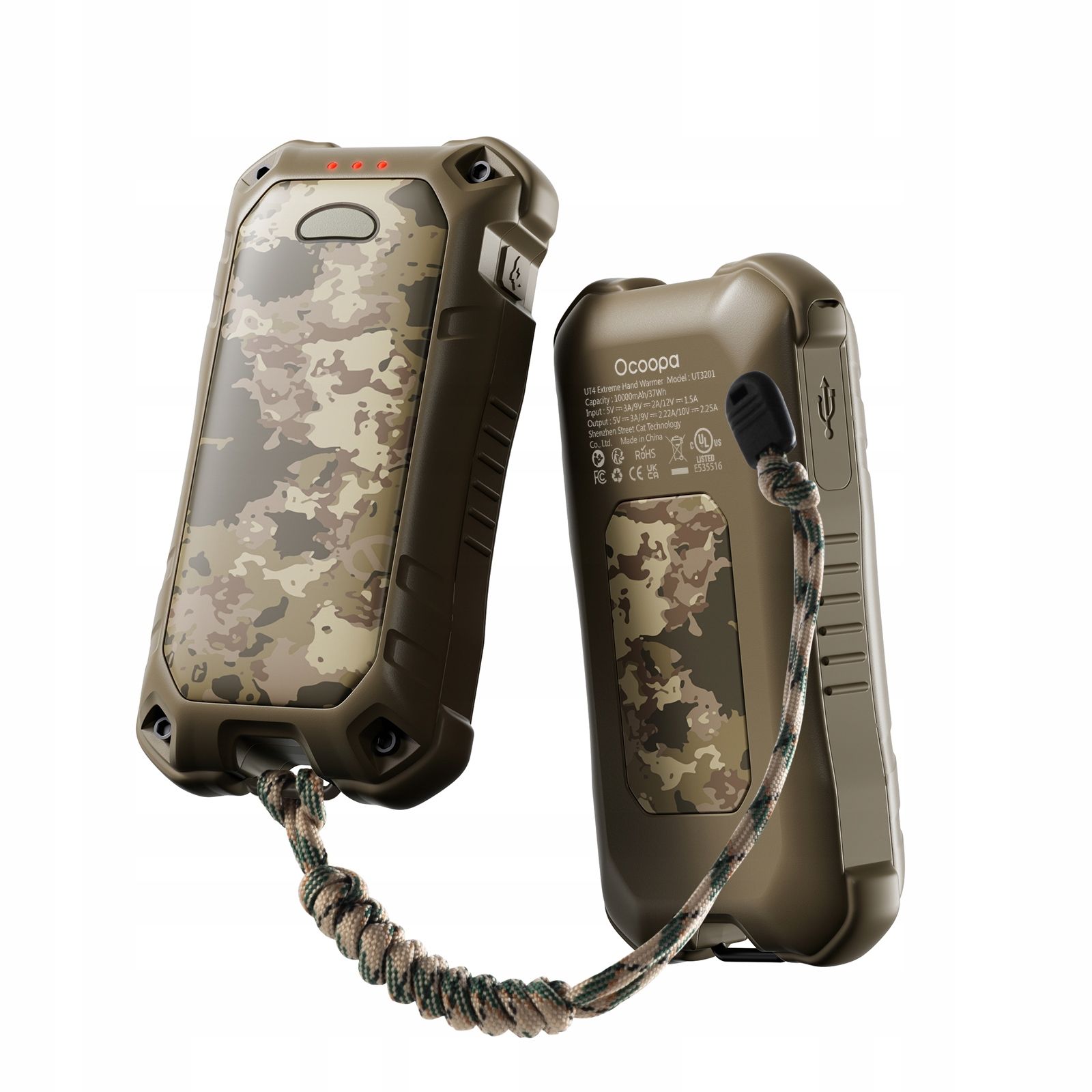  Rankų šildytuvas delnų ocoopa extreme į 2 9h nešiojamas įkroviklis 2x3000 mah 9w ip45
