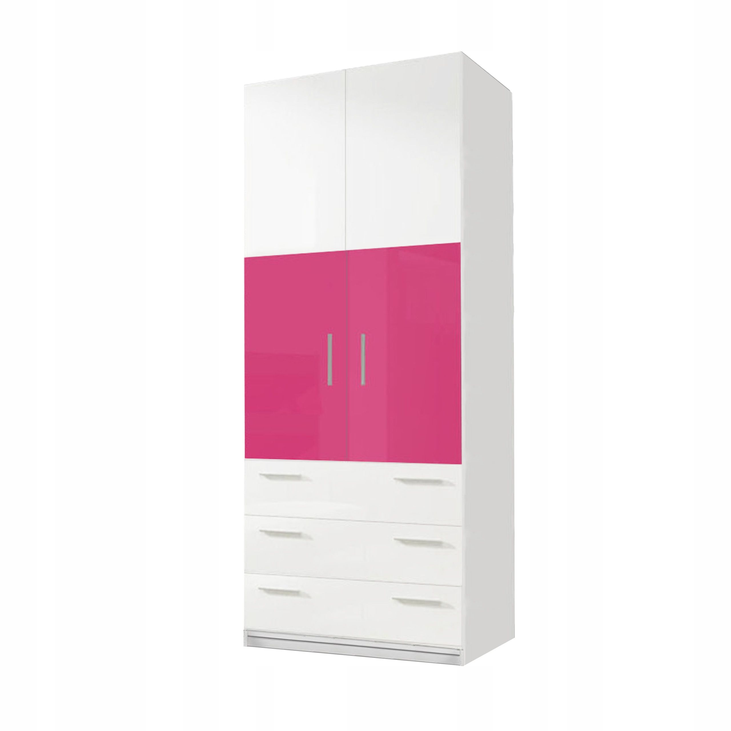  Kleiderschrank paradies 3 mini - breite 80 zentimeter - für die tür abschrägung + schubfächer- grau glosse