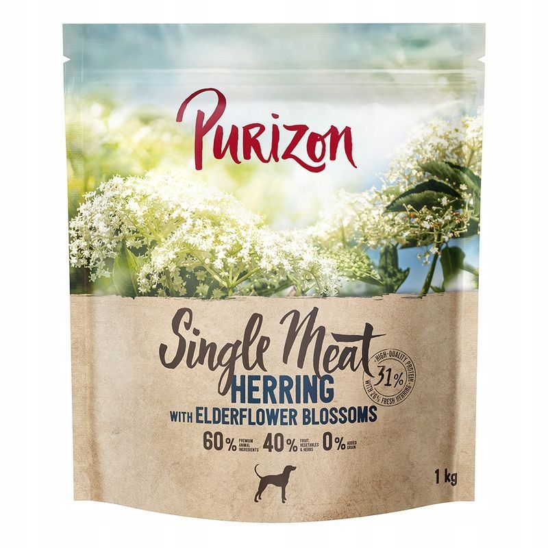  Purizon singles meat adult sausā barība lasis ar spinātiem 1 kg suņiem