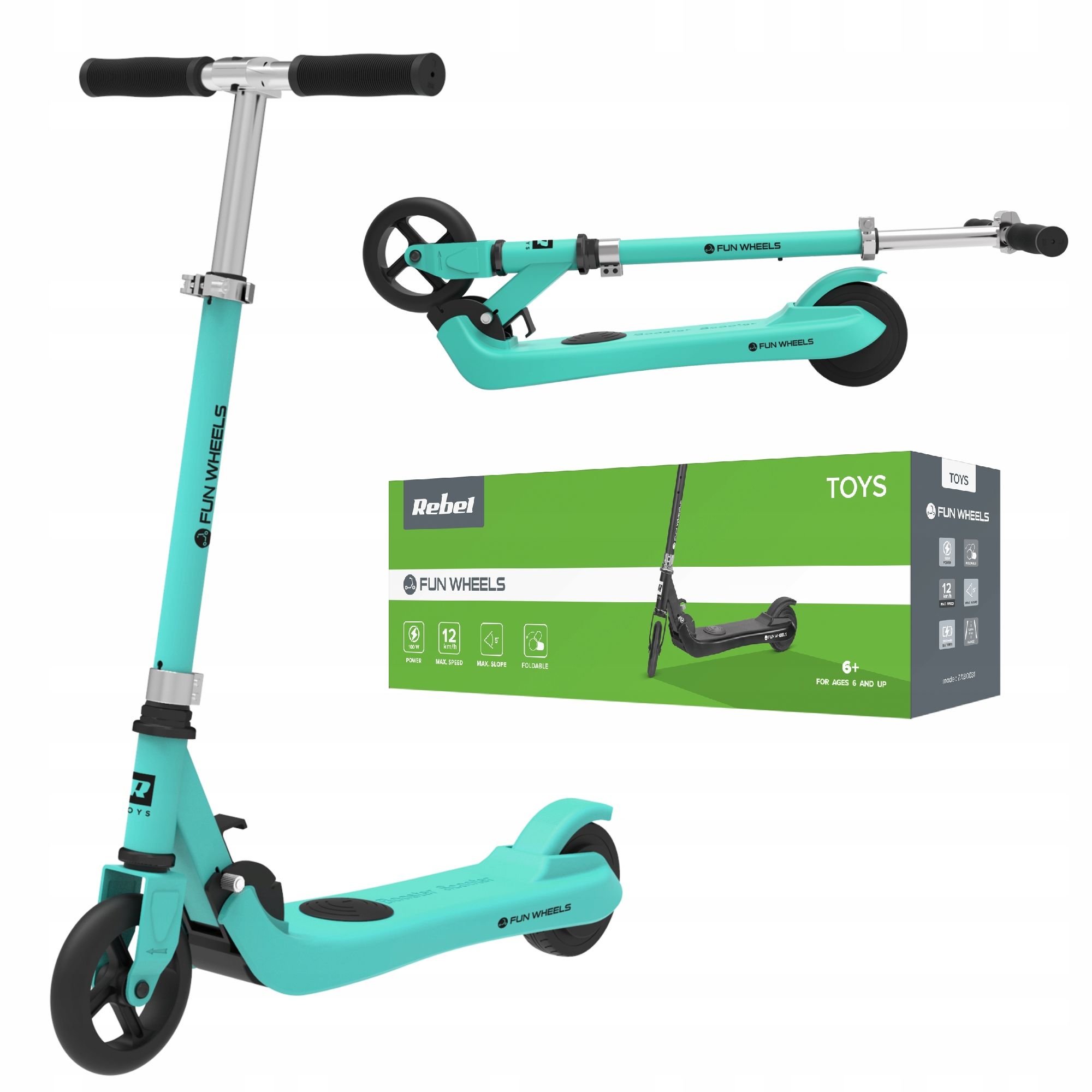  Elektroroller für kinder 12 km/h 50kg rebel faltbar leicht ipx4