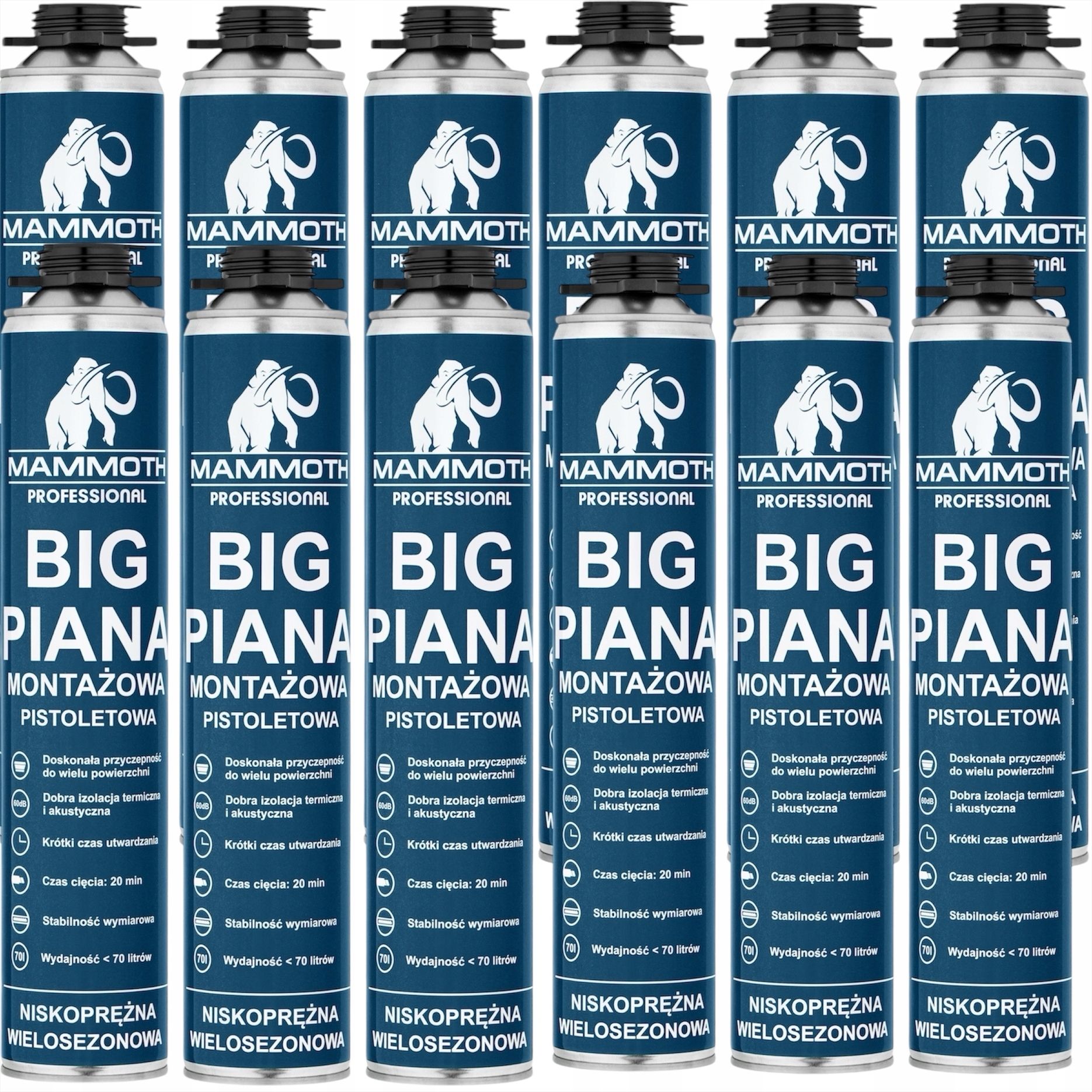  Nízkotlaká montážní pěna big 950 gramů mammoth mega xxl 870 ml