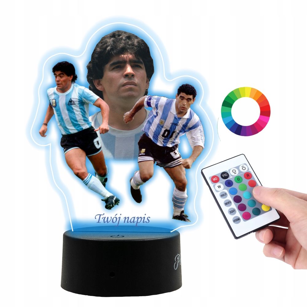  Lemputė ant stiklo lionel messi 3d led rgb + valdymo pultelis 16 spalva