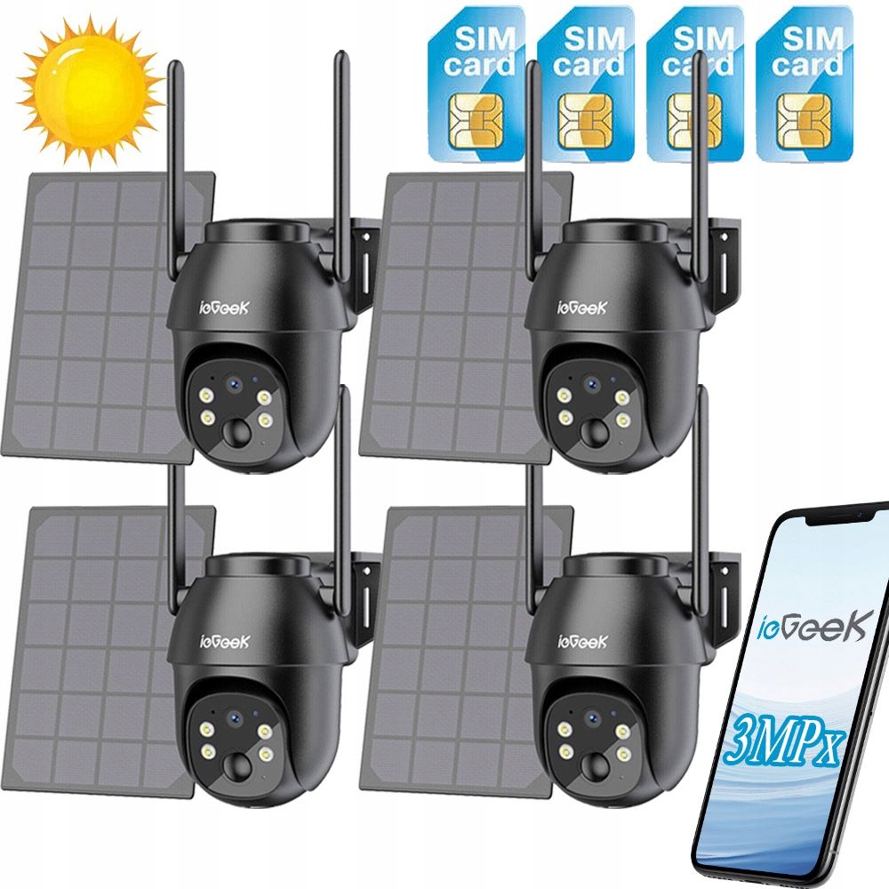  Camera solarium external revolving mobile phone 4g lte sim 2k 3mpx ip65 64gb sd