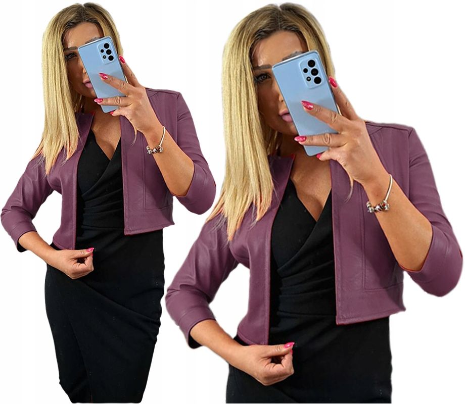  Bolero eko koža sako elegantný klasický ružový hodiť 50
