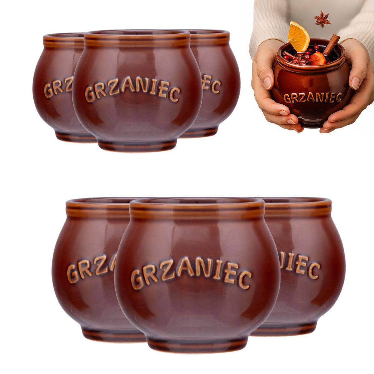  Tassen mit nach gehör für glühwein wein i bier keramik altom design 250 ml 6 pcs.