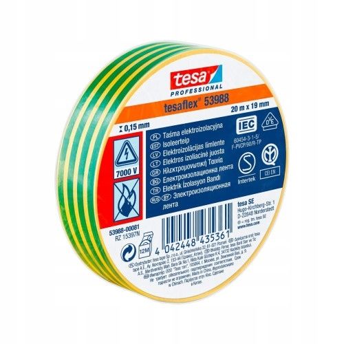  Elektriline isoleerlint 53988 19mm/20m tesa must värv