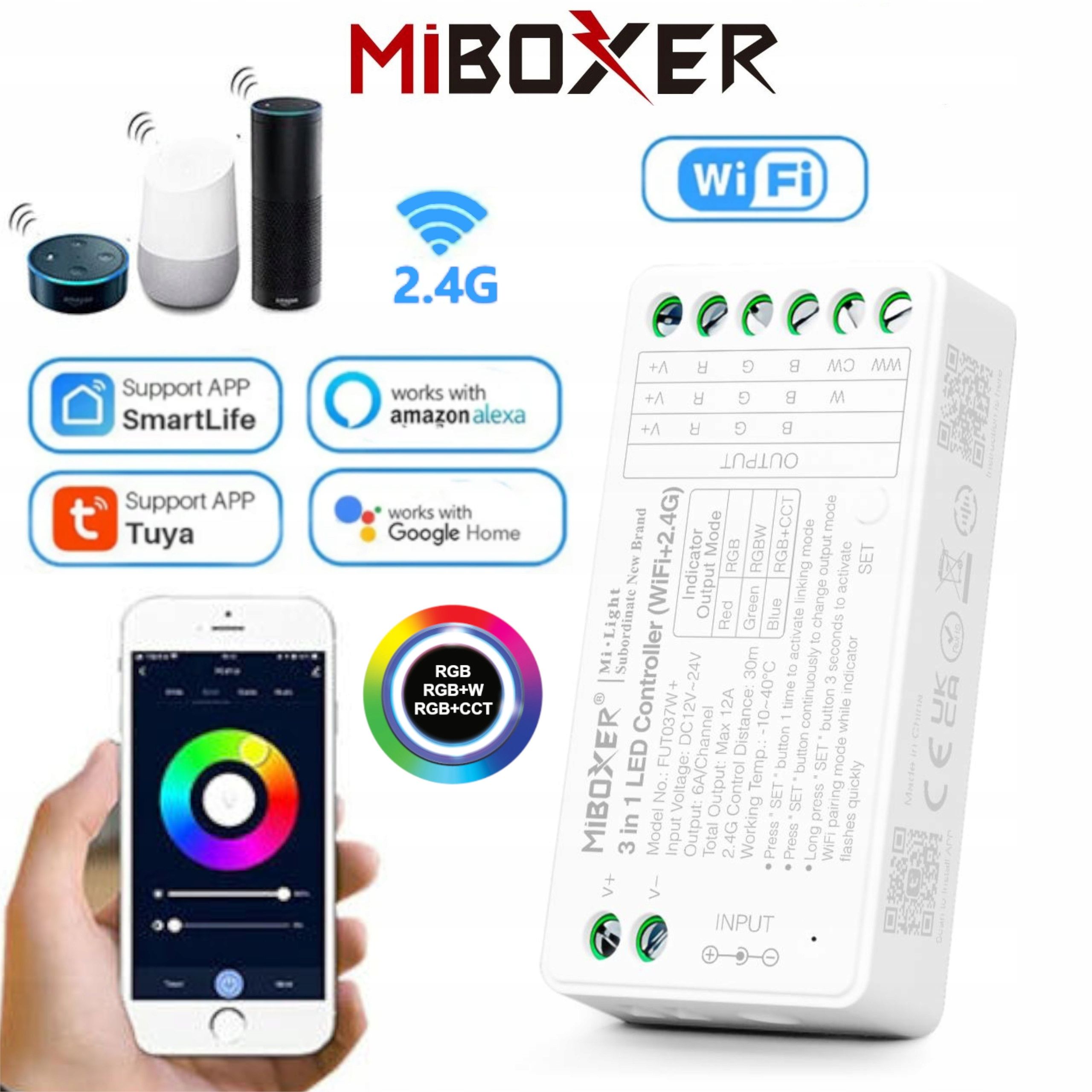  Komplektas valdiklio smart home wifi led'ams mono arba cct + valdymo pultelis zonų
