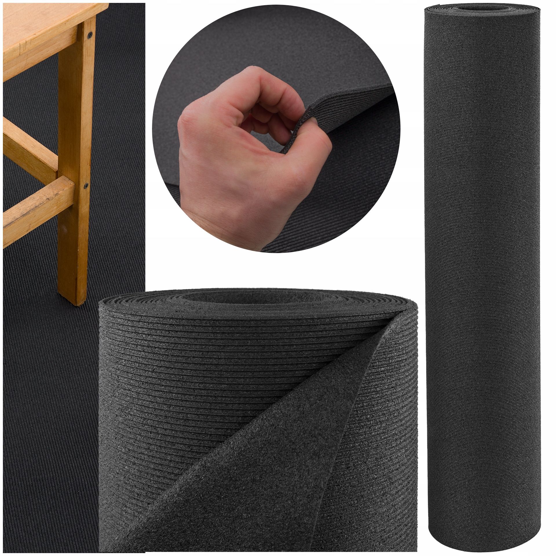  Rubber carpeting with grooves width 120cm mat rubber resistant on damage