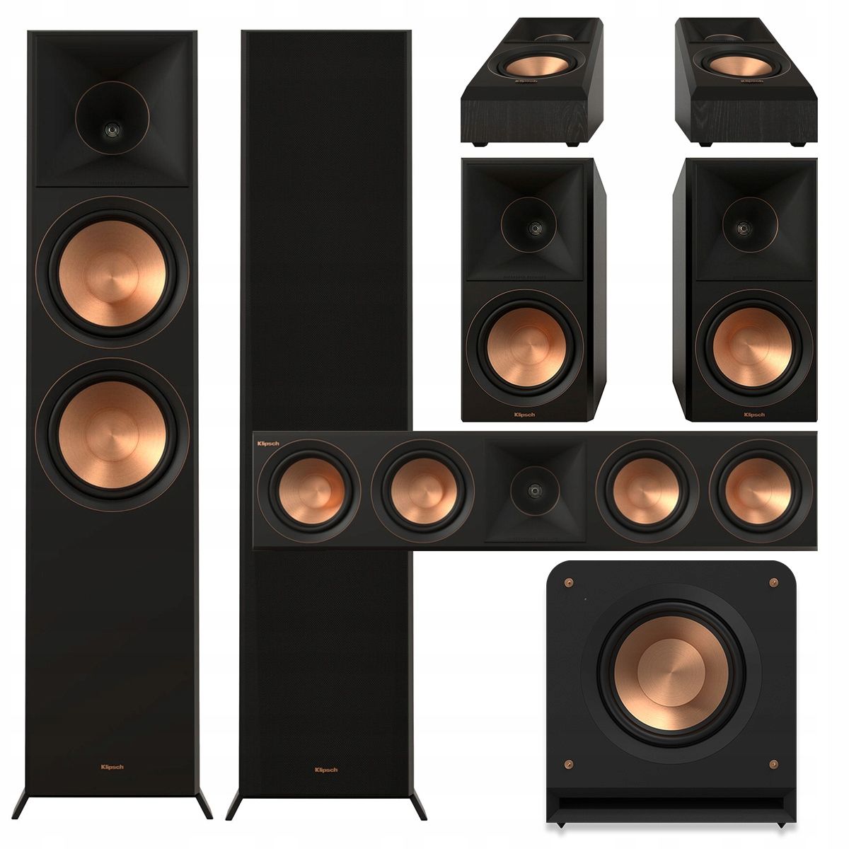  Klipsch rp-8000f ii + cs-18c + rp-504c + 500sa + rp-1200sw množina kiná 7.1