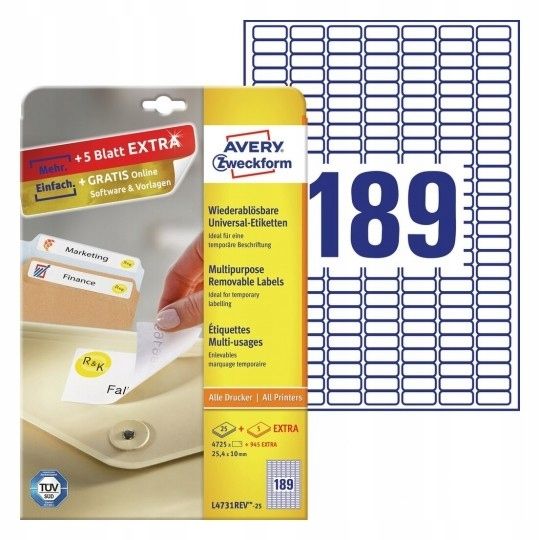  Avery etiketės nominali sidabras 25,4x10mm 6008