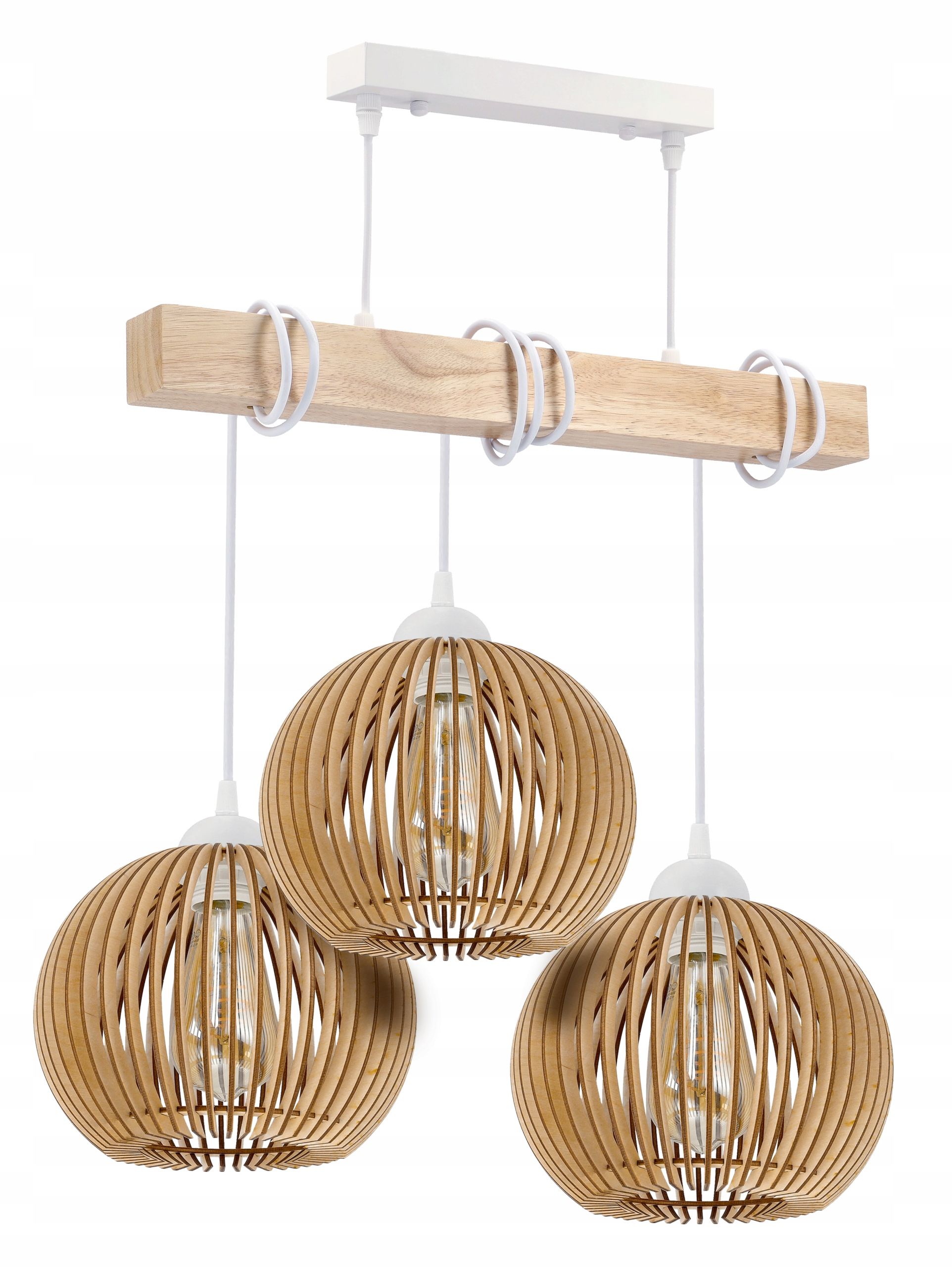  Stropné svietidlo visiace led drevený biala 3xe27 lampa amber jantár