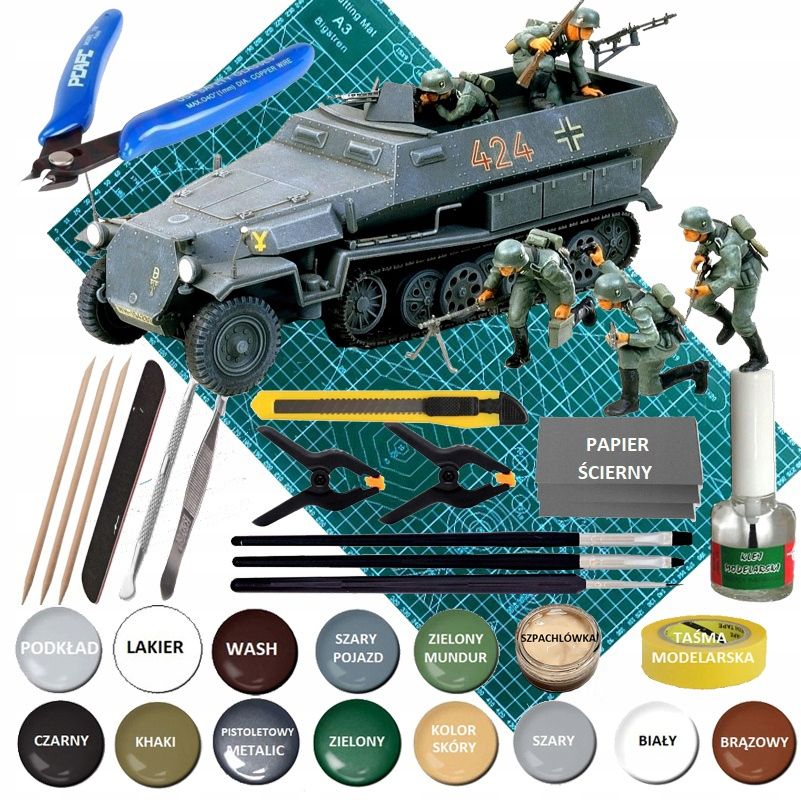  Modelis cisterna pantera tank panther type g + akrila krāsas modeļiem. aksesuāri