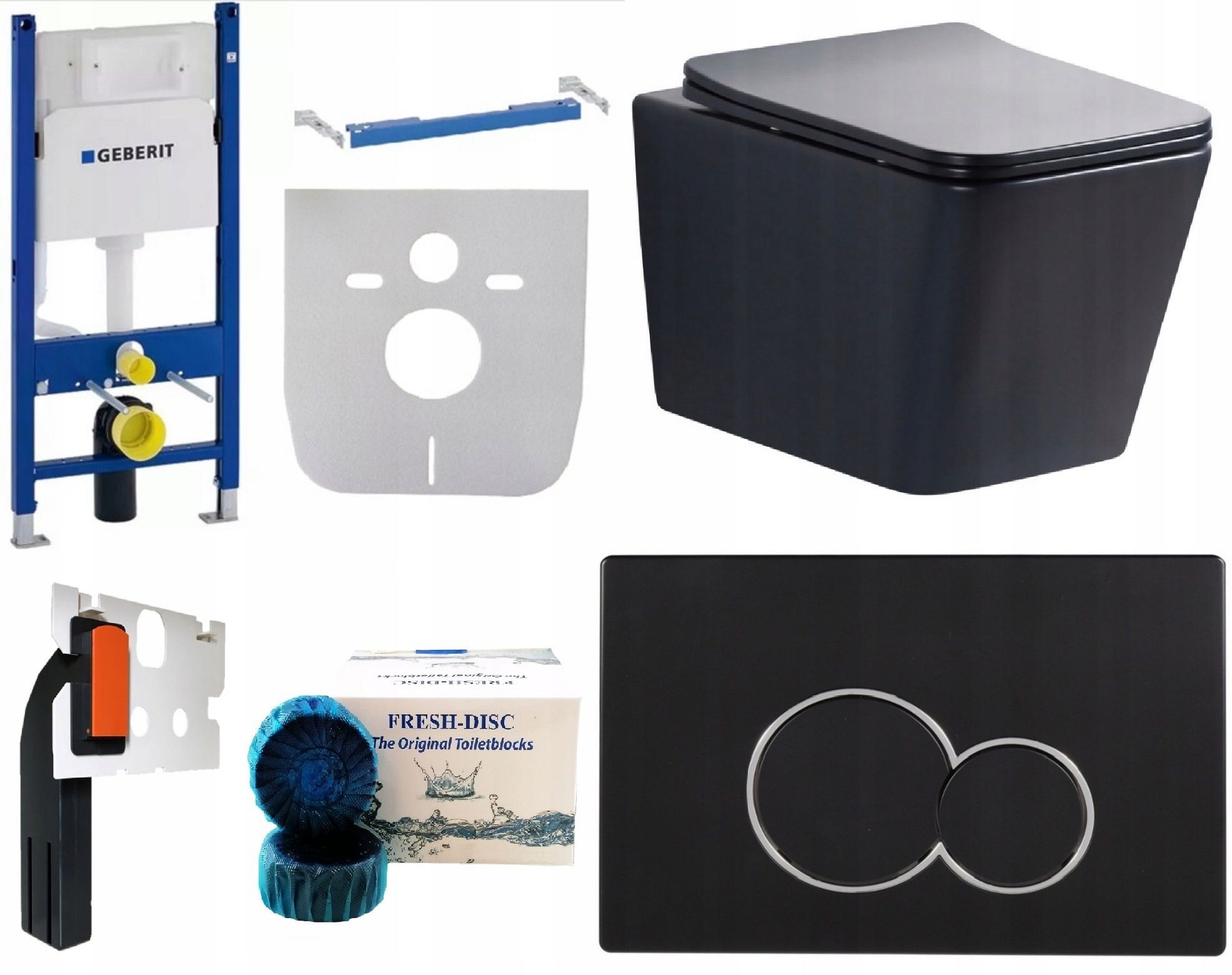  Wc rāmja komplekts geberit + atslēga + tualetes pods melns matēts + dēlis w/o+fresh