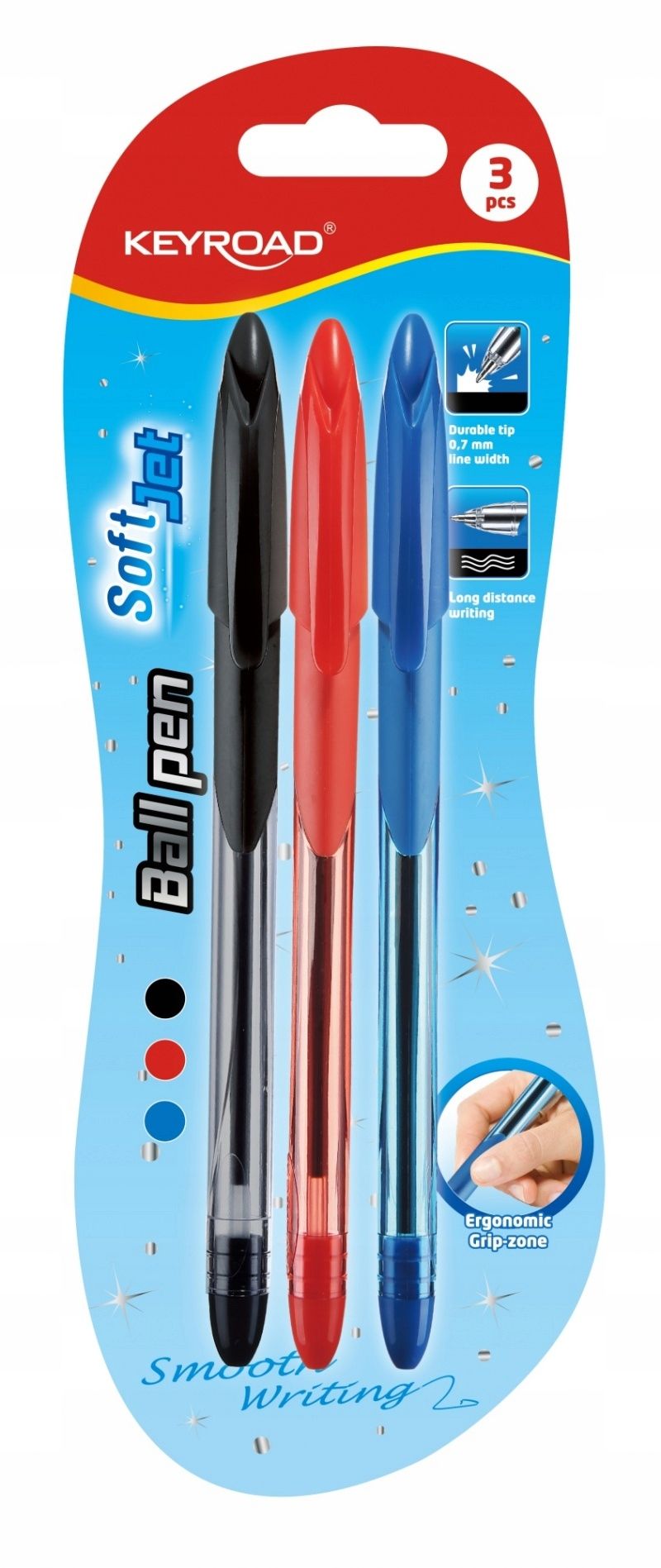  Tušinukas ball pen soft jet minkštas laikiklis 0,7mm 3 vnt.