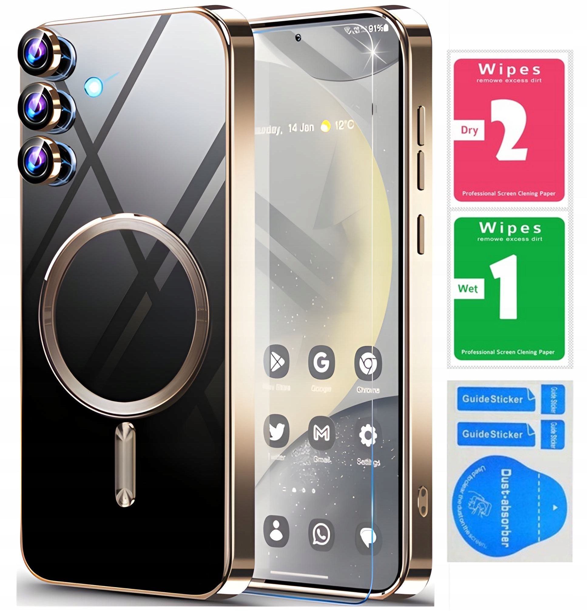  Protective case magsafe back case + 2x glass premium - samsung galaxy s25