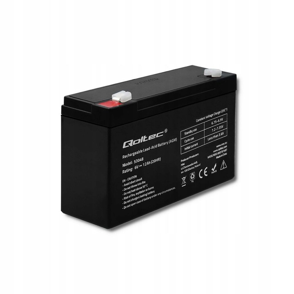  Qoltec agm akumuliatorius 6v 12ah max. 108a