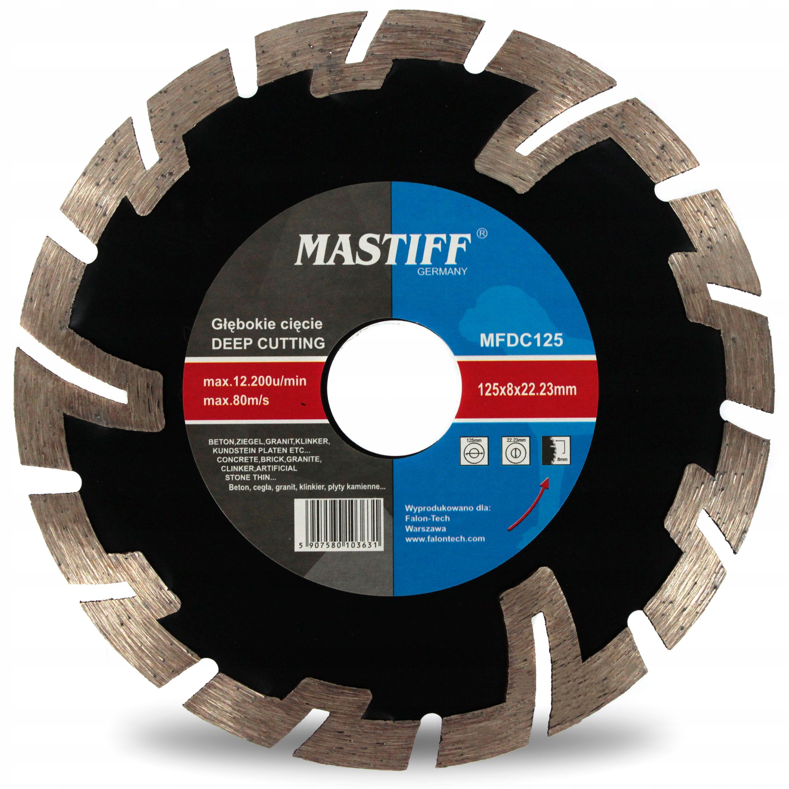  Diamantový kotouč mastiff mfdc125 125x22,2 hluboký řezání