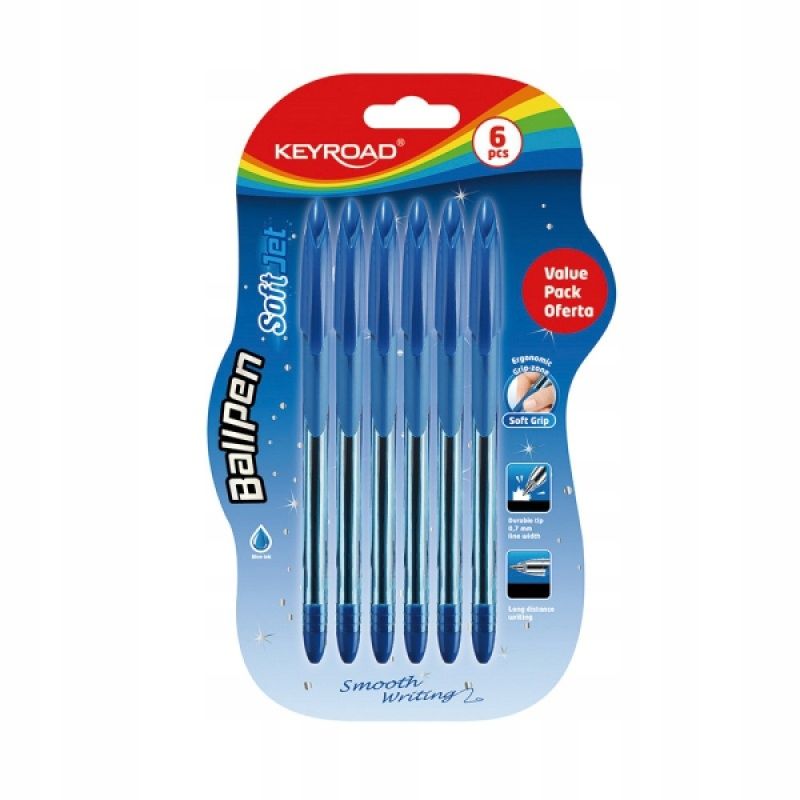  Tušinukas ball pen soft jet minkštas laikiklis 0,7mm 3 vnt.