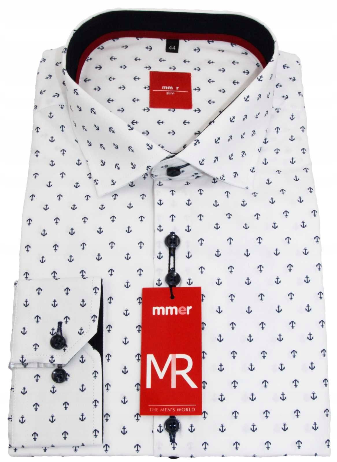  Košeľa mmer slim r.42 176/182 szara s kvetmi