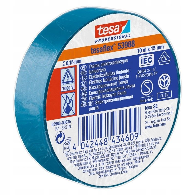  Elektriline isoleerlint 53988 19mm/20m tesa must värv