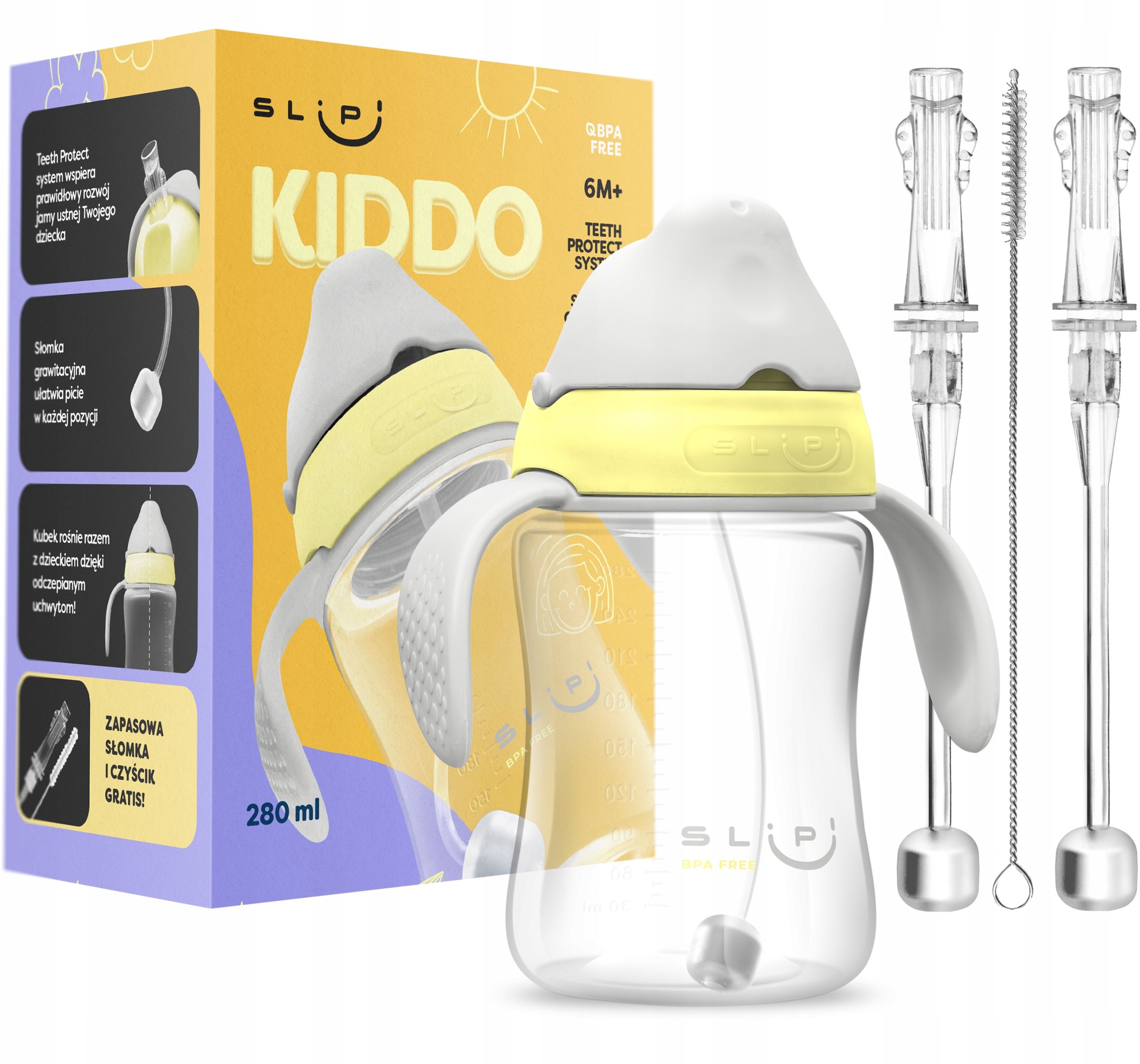  Slipi queen | trinkbrunnen trinkflasche mit strohhalm mit einem gewicht für wasser für kinder 280ml 6m