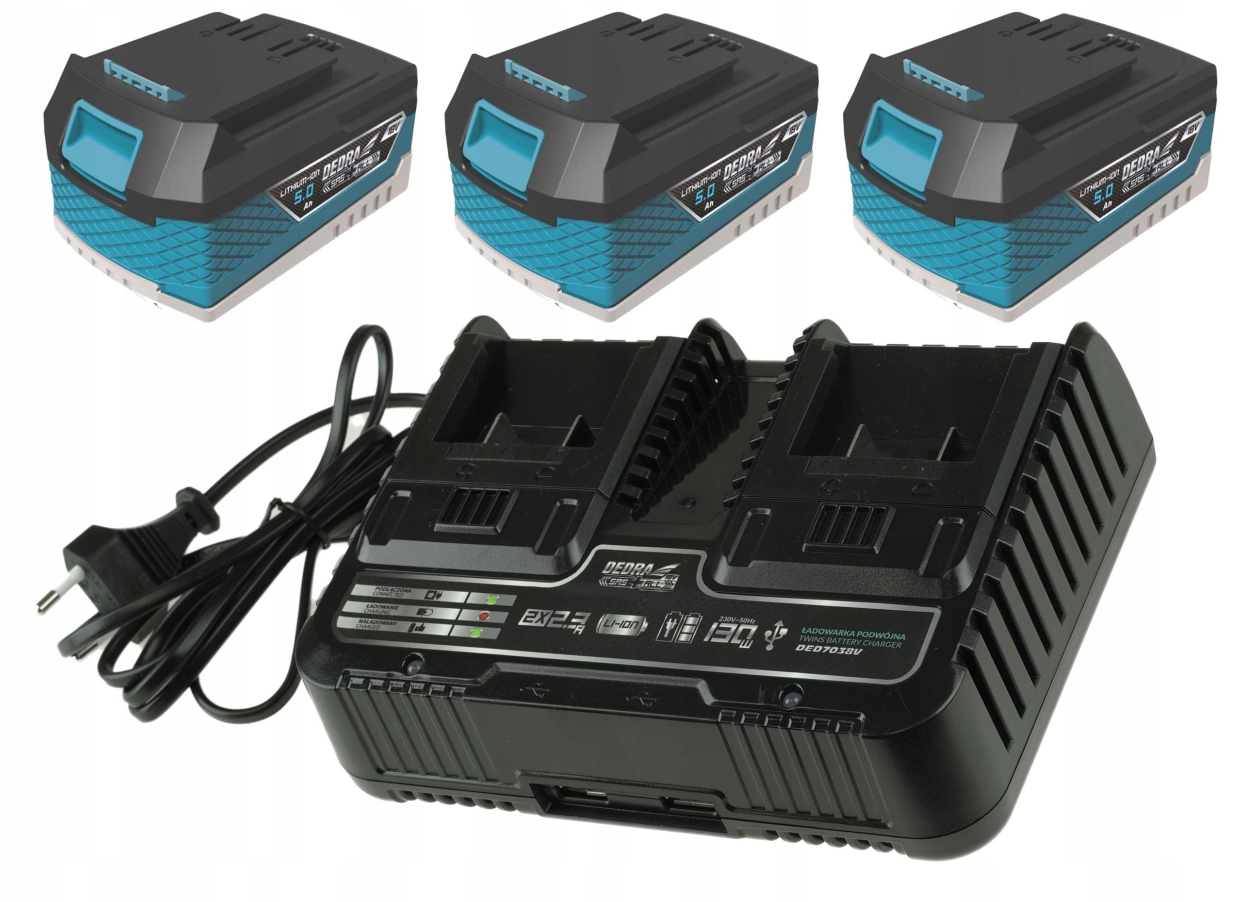  Charger dedra battery 2 positions 18v 2x8ah