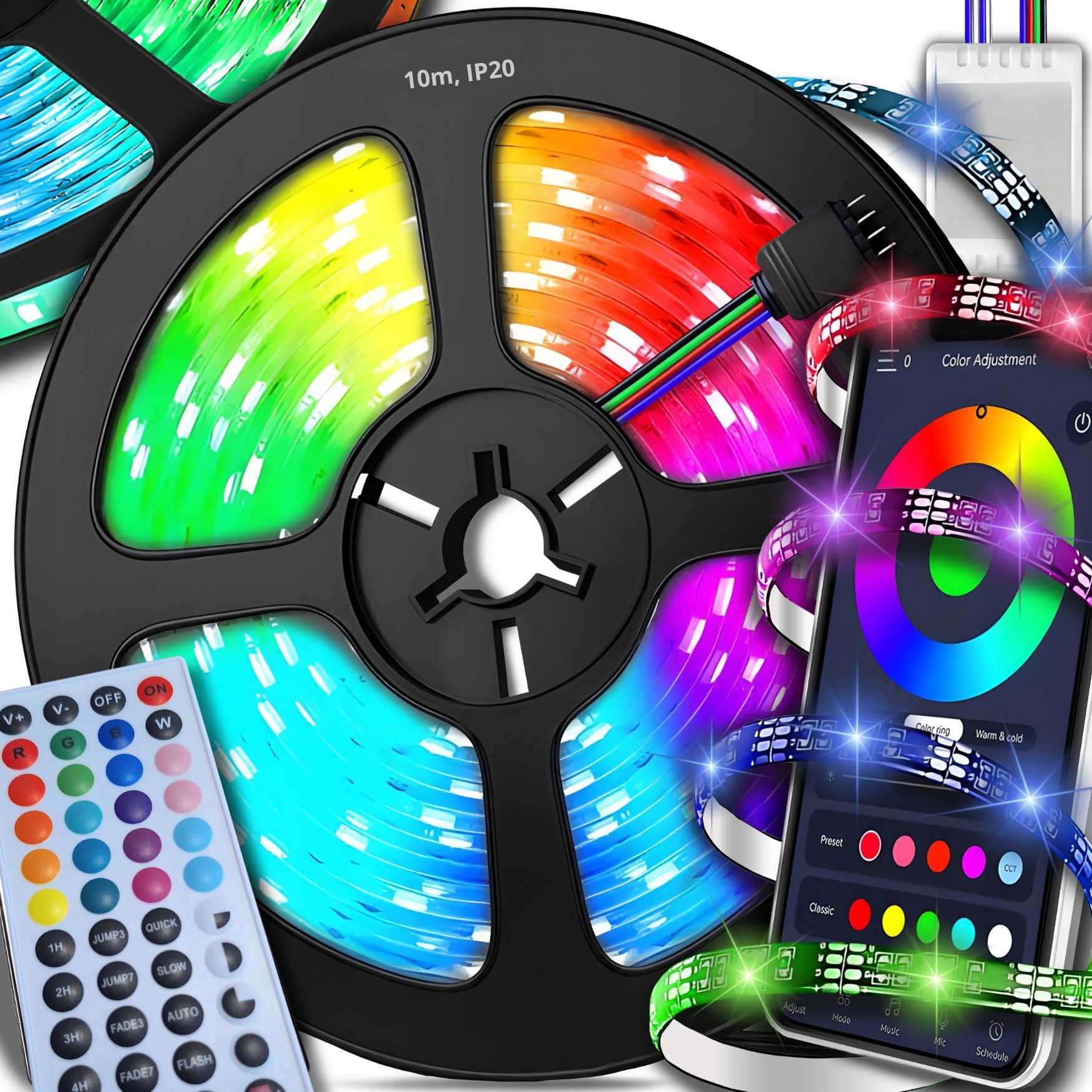  Led strip rgb 20m ledy 5050 tape rgbw 230v 12v solid with remote control gadget