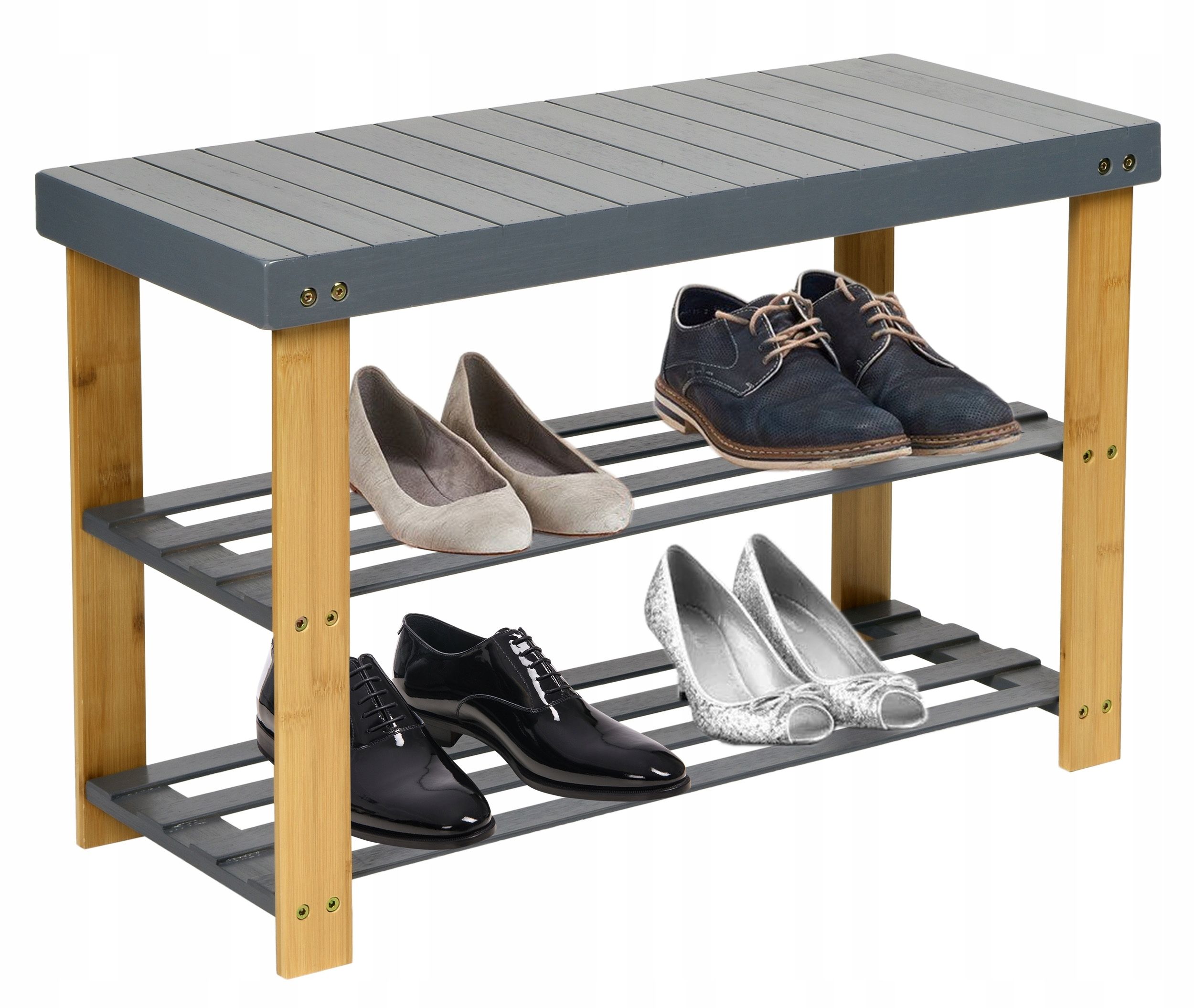  Bamboo bench seat with shelves cabinet shelf for the bathroom hallway