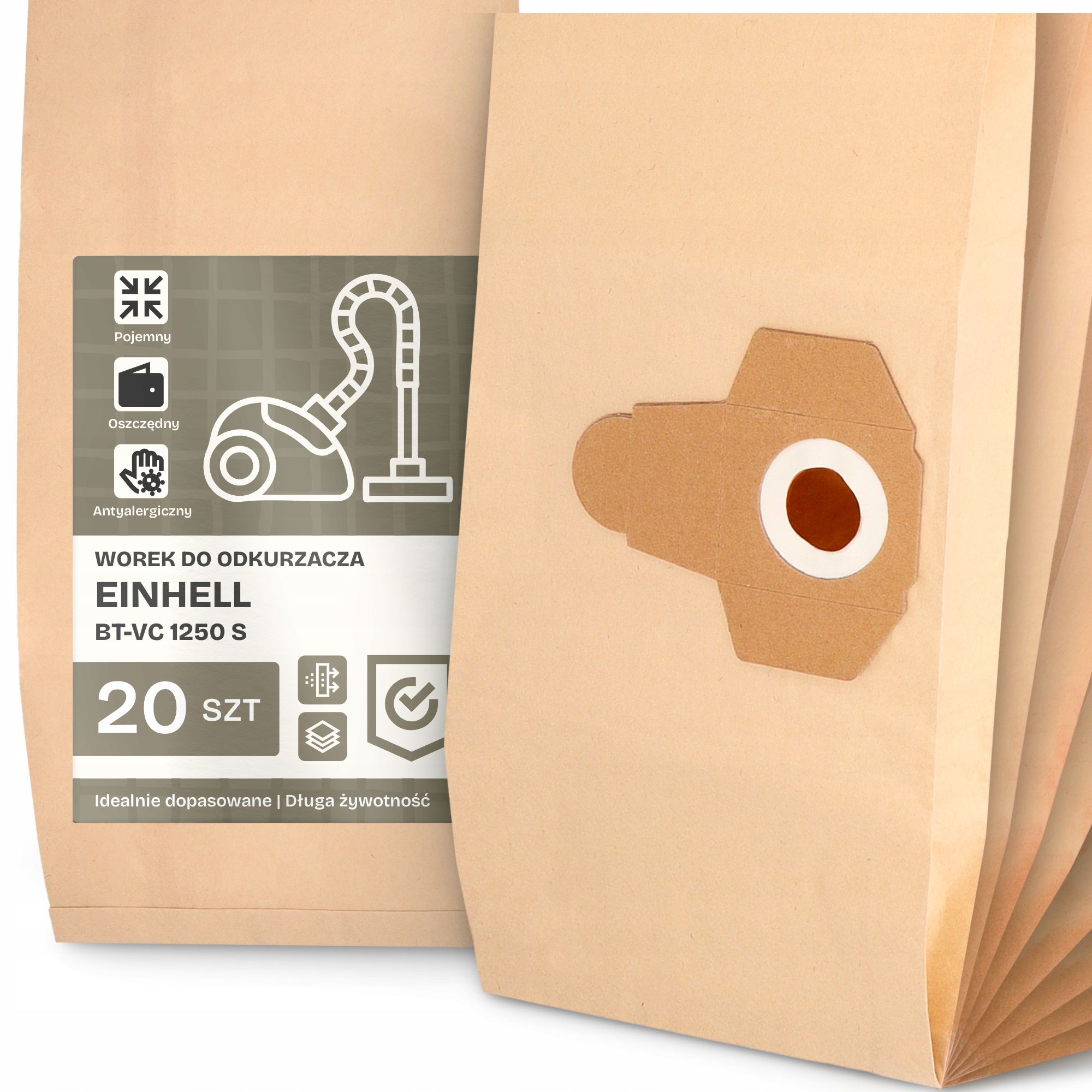  3x bag for a vacuum cleaner einhell bt-vc 1250 s paper capacious bags 2a