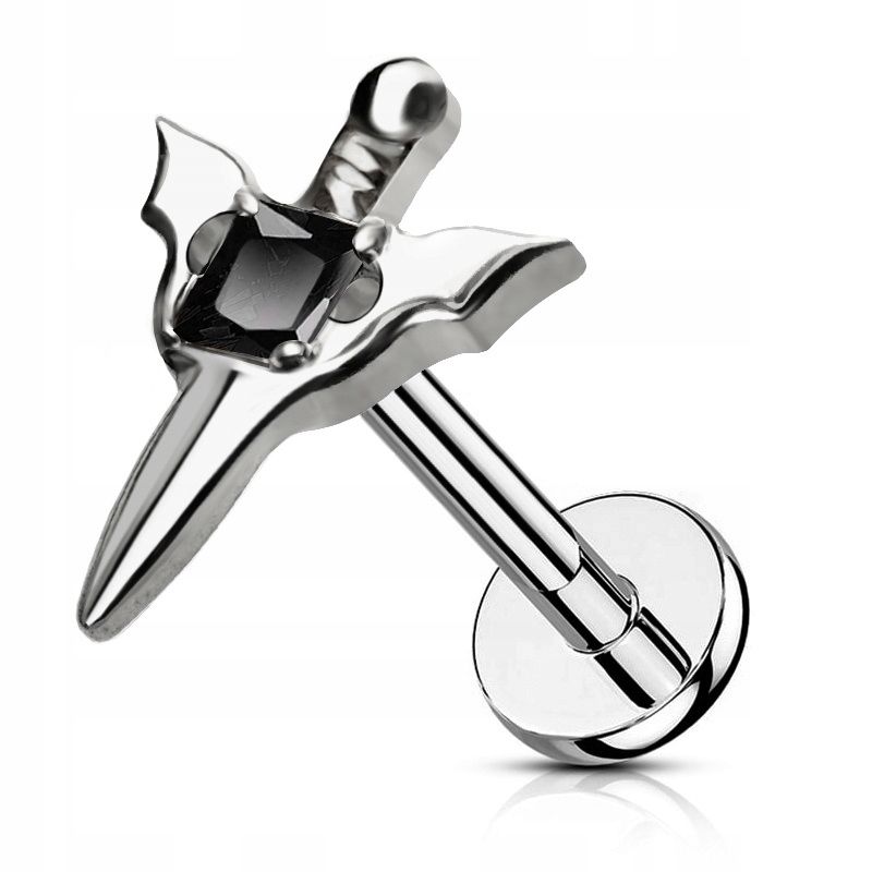  Labret golden schwert mit kristall 1,2/6 kristallin