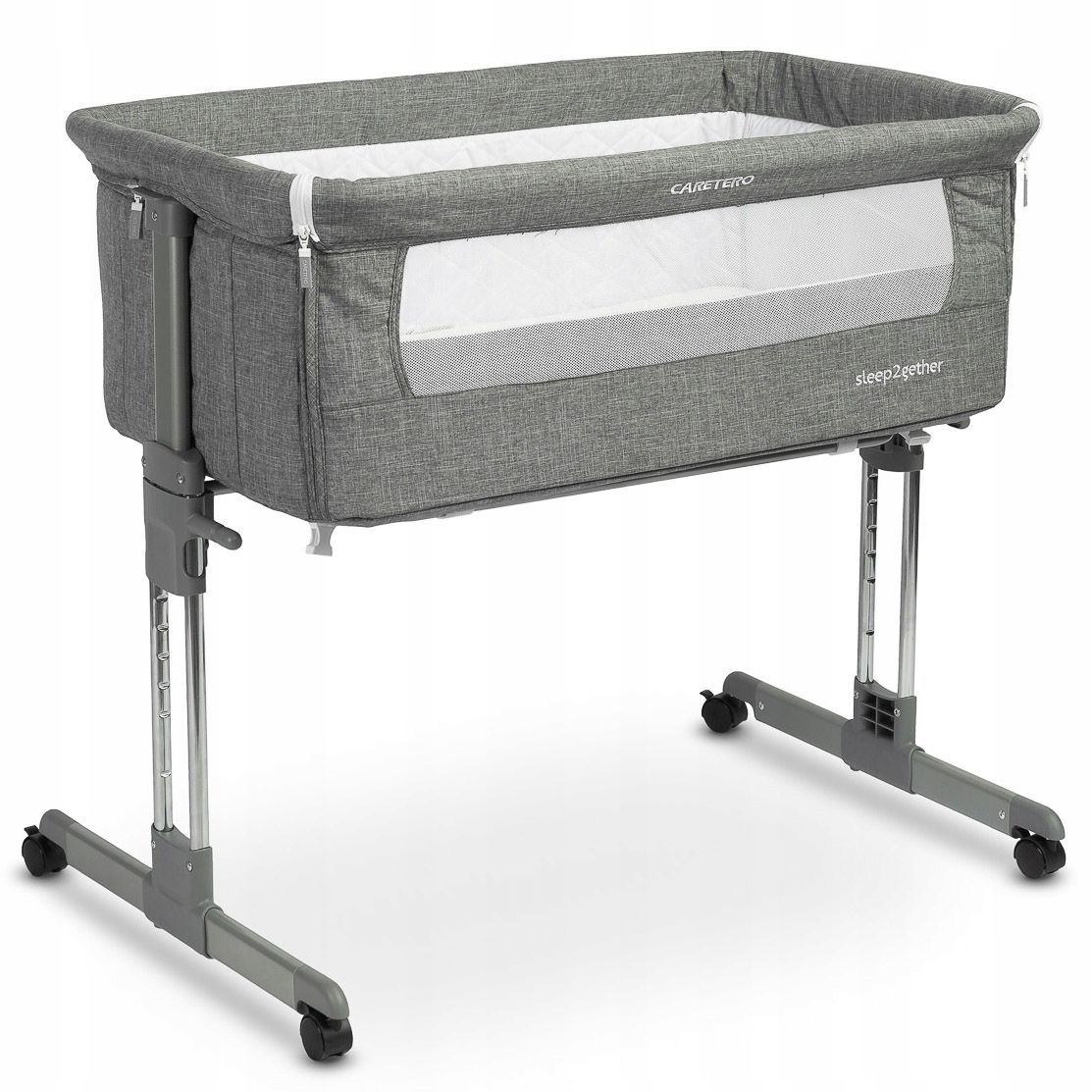  Das kinderbett wird an das bett geschoben freistehend + matratze caretero sleep2gether
