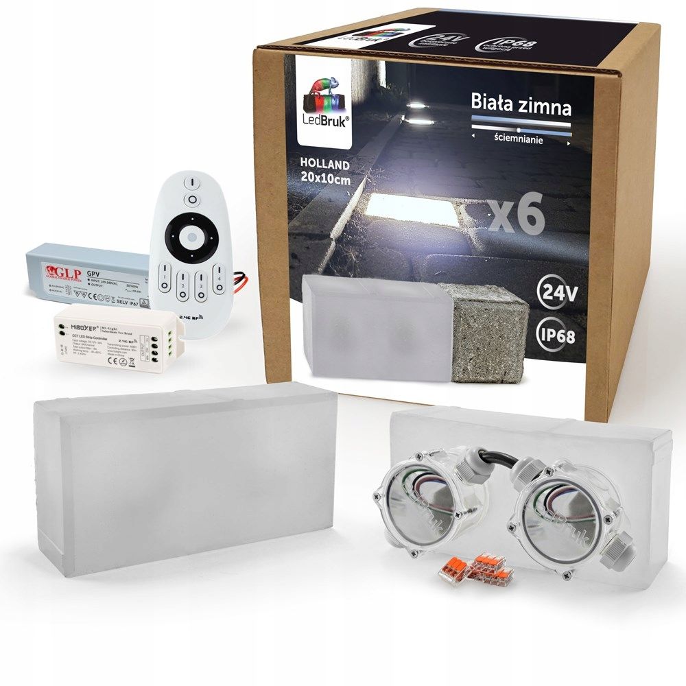  8x led šviečiančios trinkelės ledbruk 24v 20x10cm bz 5300k