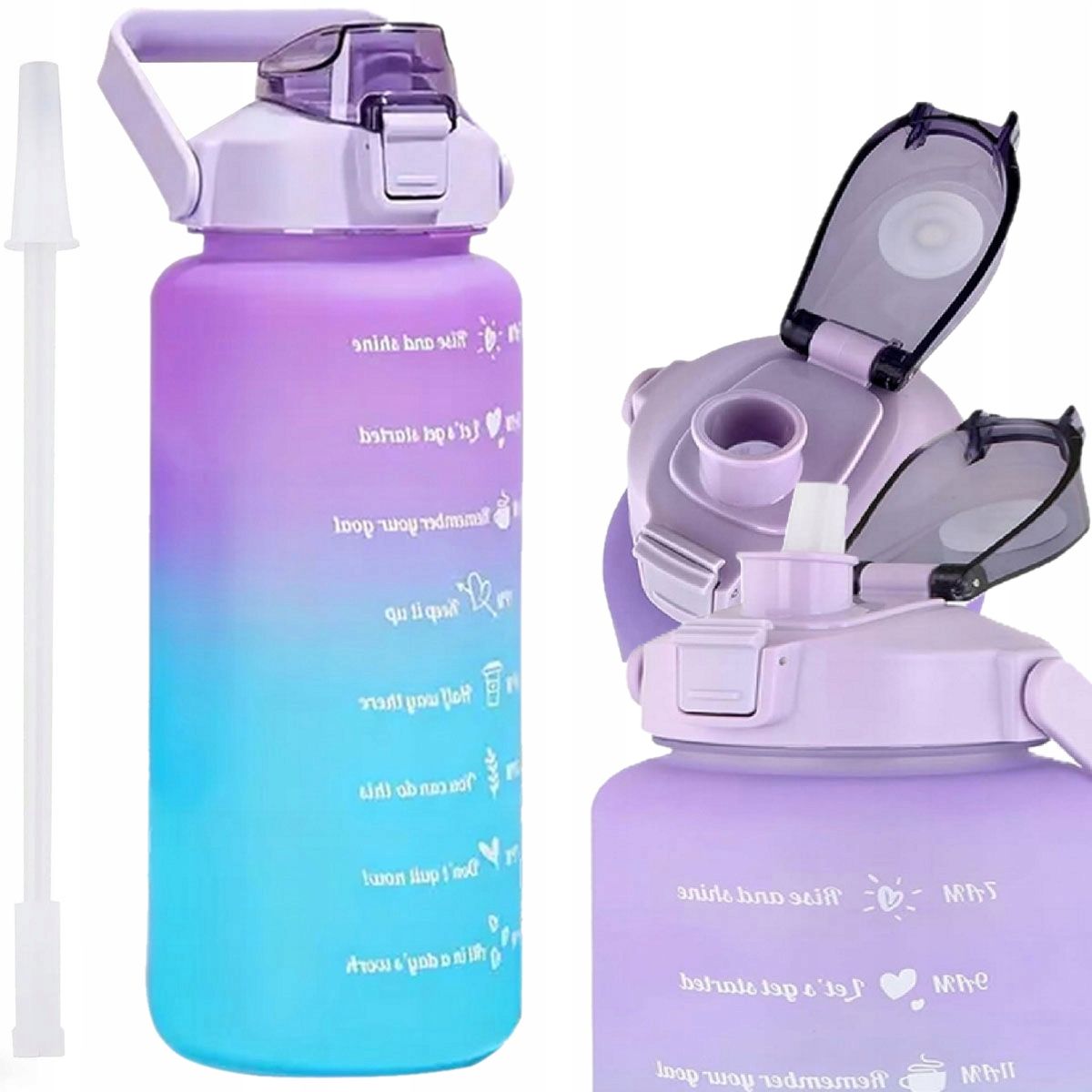  Motivational bottle water bottle with a straw with handle meter 2l 2000ml