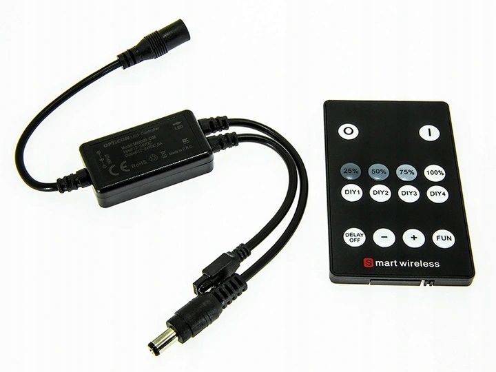  Radič stuhy led rgb / rgbw opticon 16a 5v 12v / 24v dc diaľkové ovládanie rf rádio