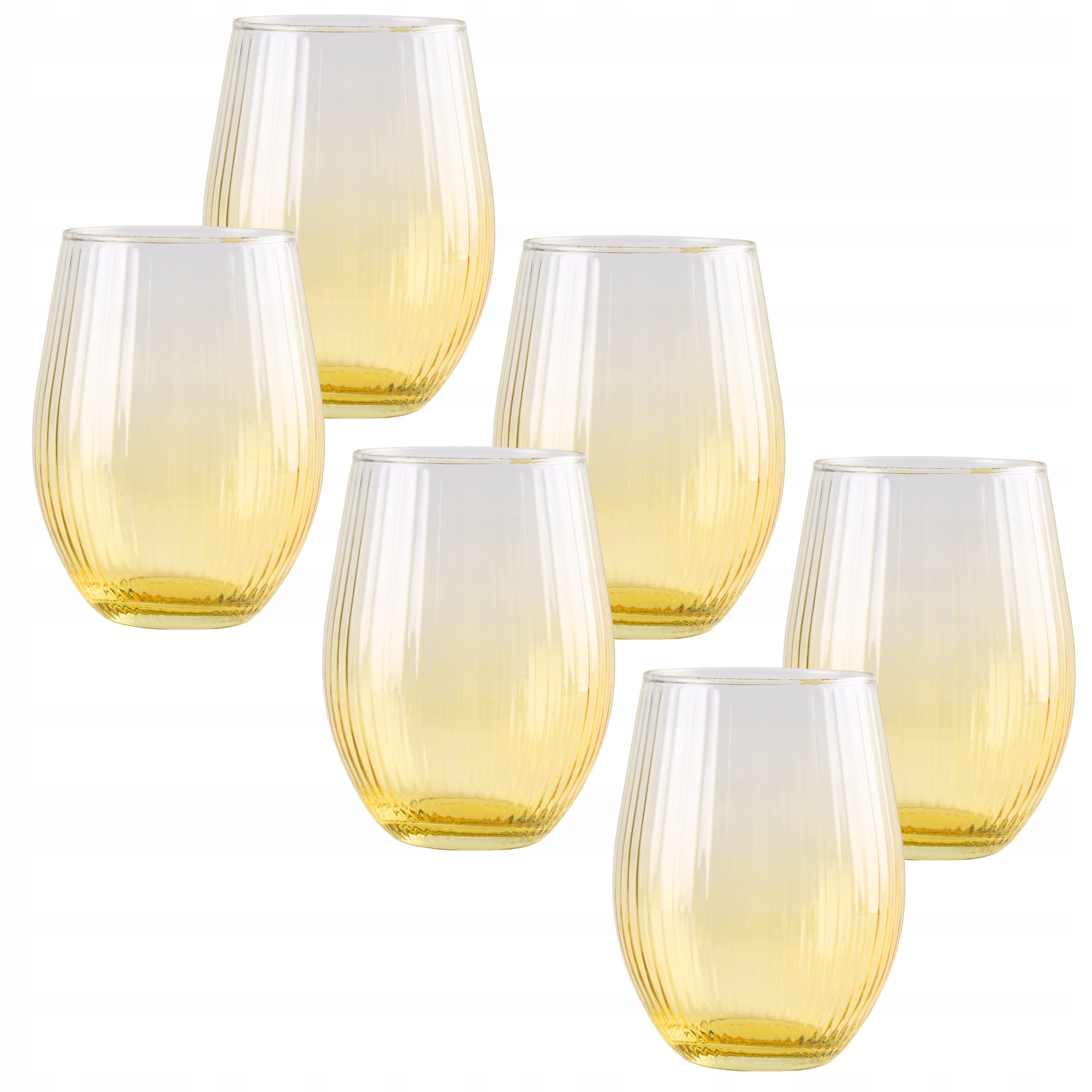 6x sklo zielona vysoký 400ml soubor brýle 6 ks s drážkami