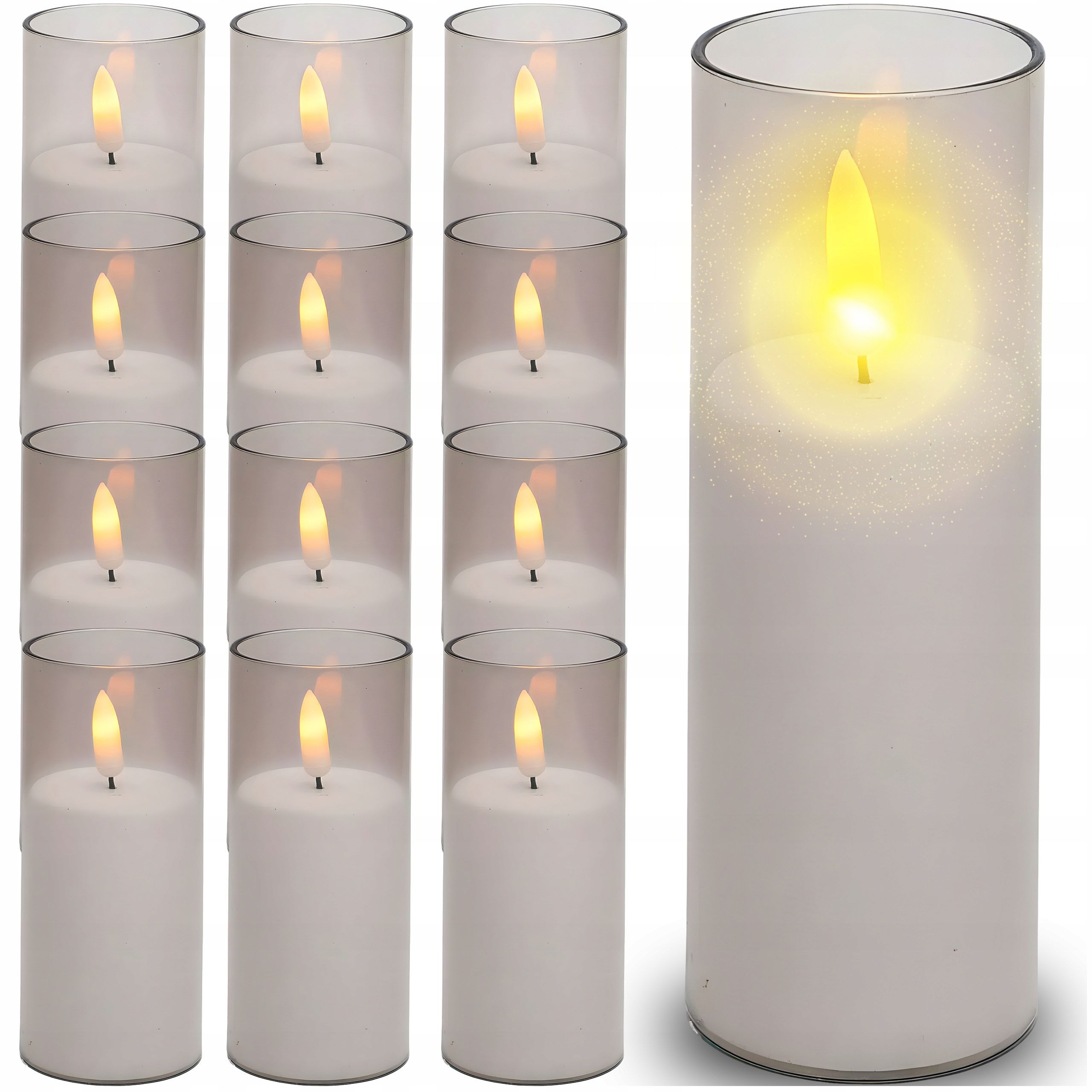  12x suppositories electric contribution for grave candles candle with batteries with glitter 18cm
