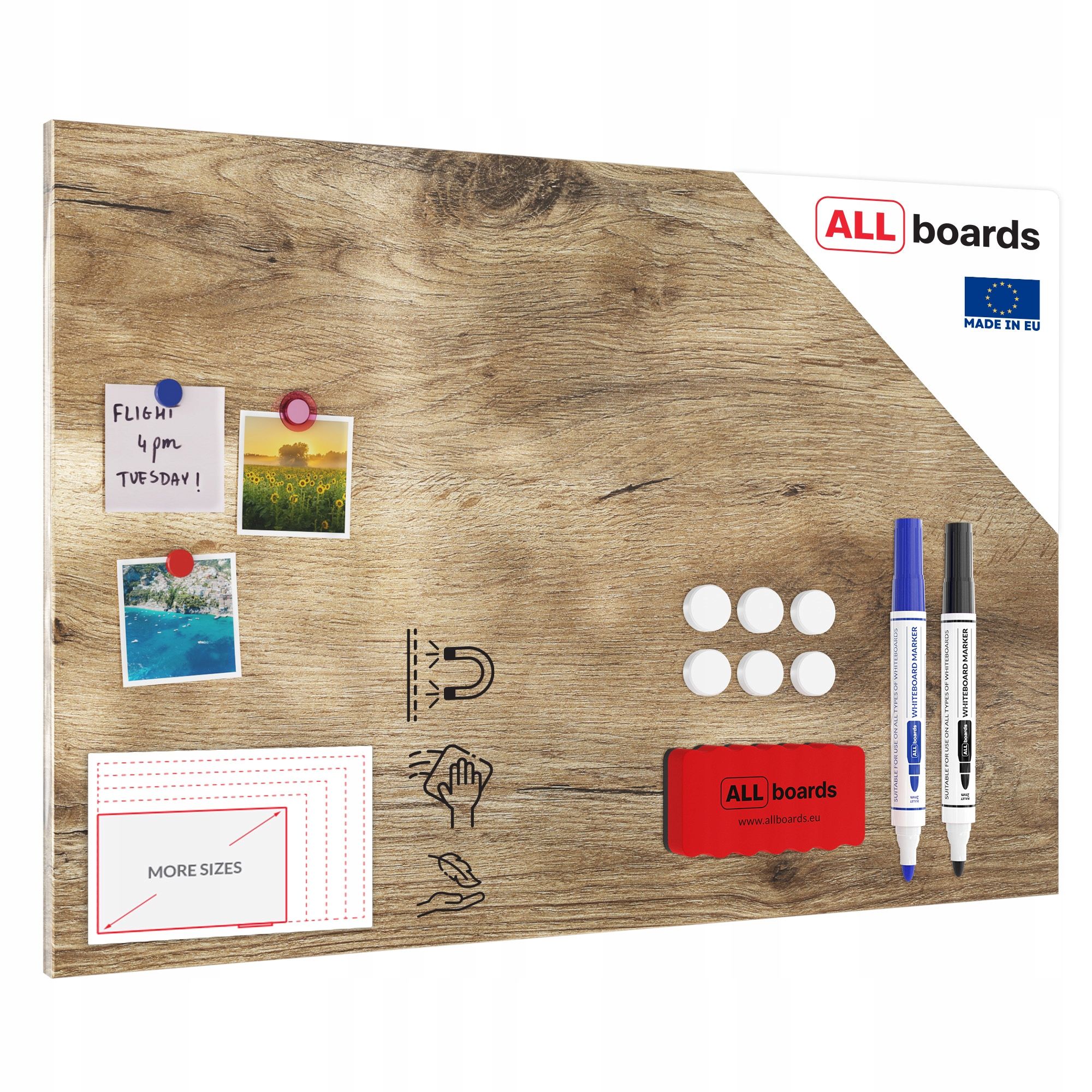  Dēlis magnētisks magnētiem metalboards, masīvkoka 90x60 cm + bezmaksas dāvanas