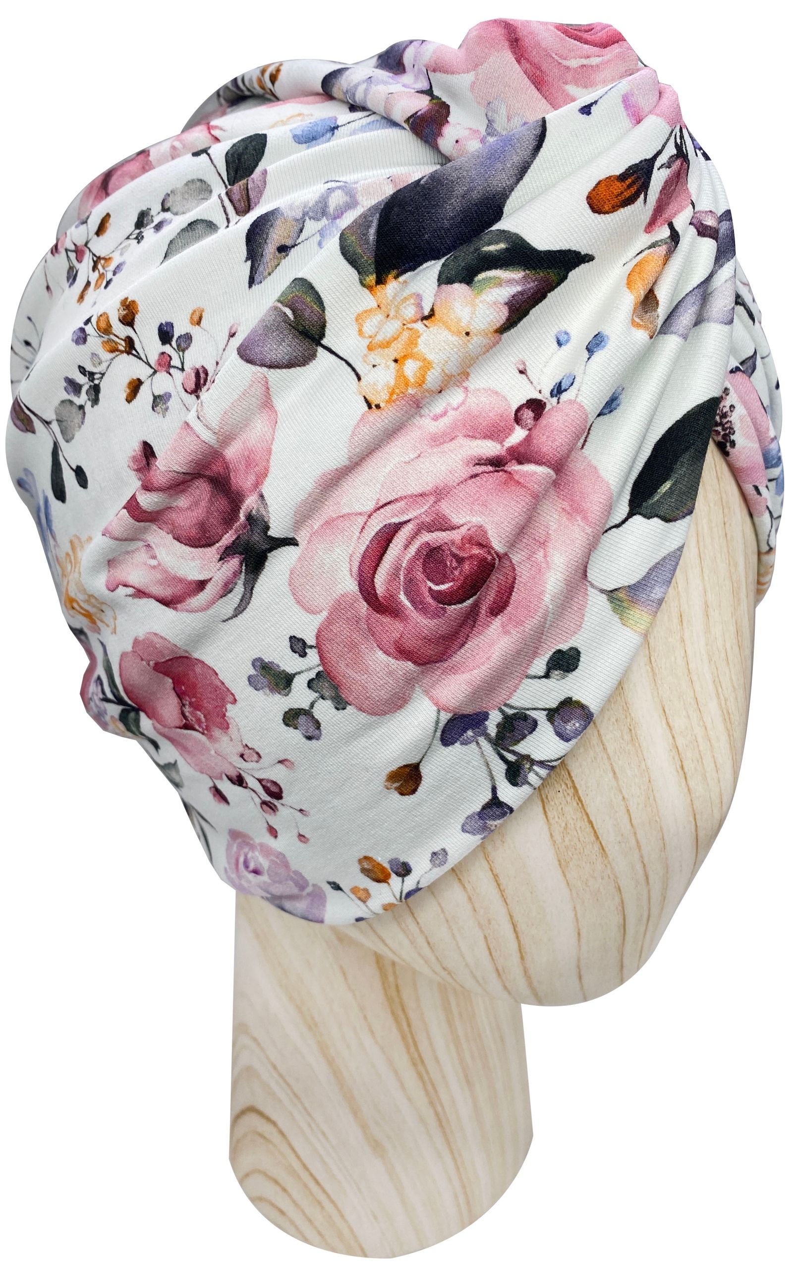  Mütze turban twist jersey baumwolle green lines onkologie
