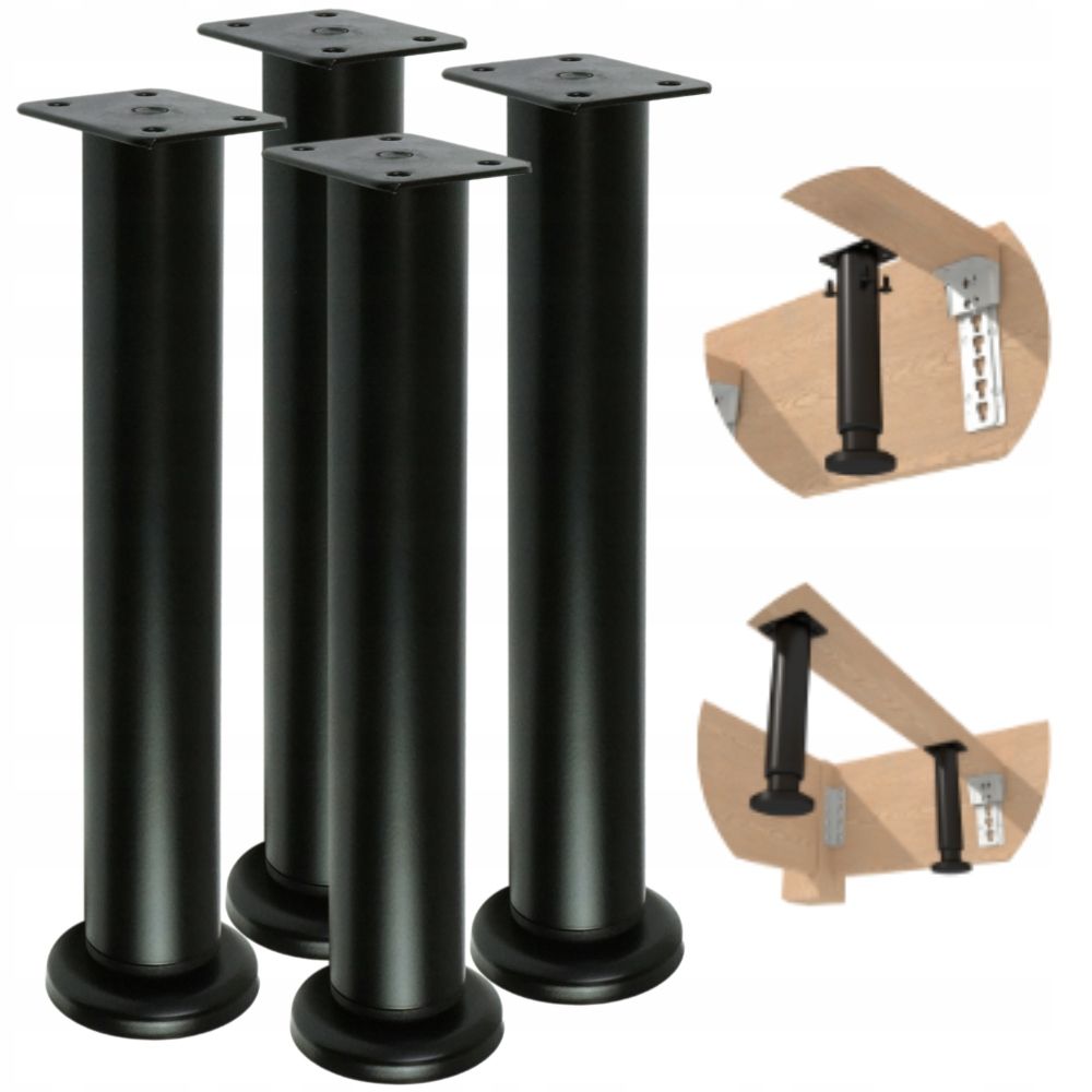  Metāla kājas par gultu skapji mēbeles regulējams melns 12 - 18 cm 4 datoriem.