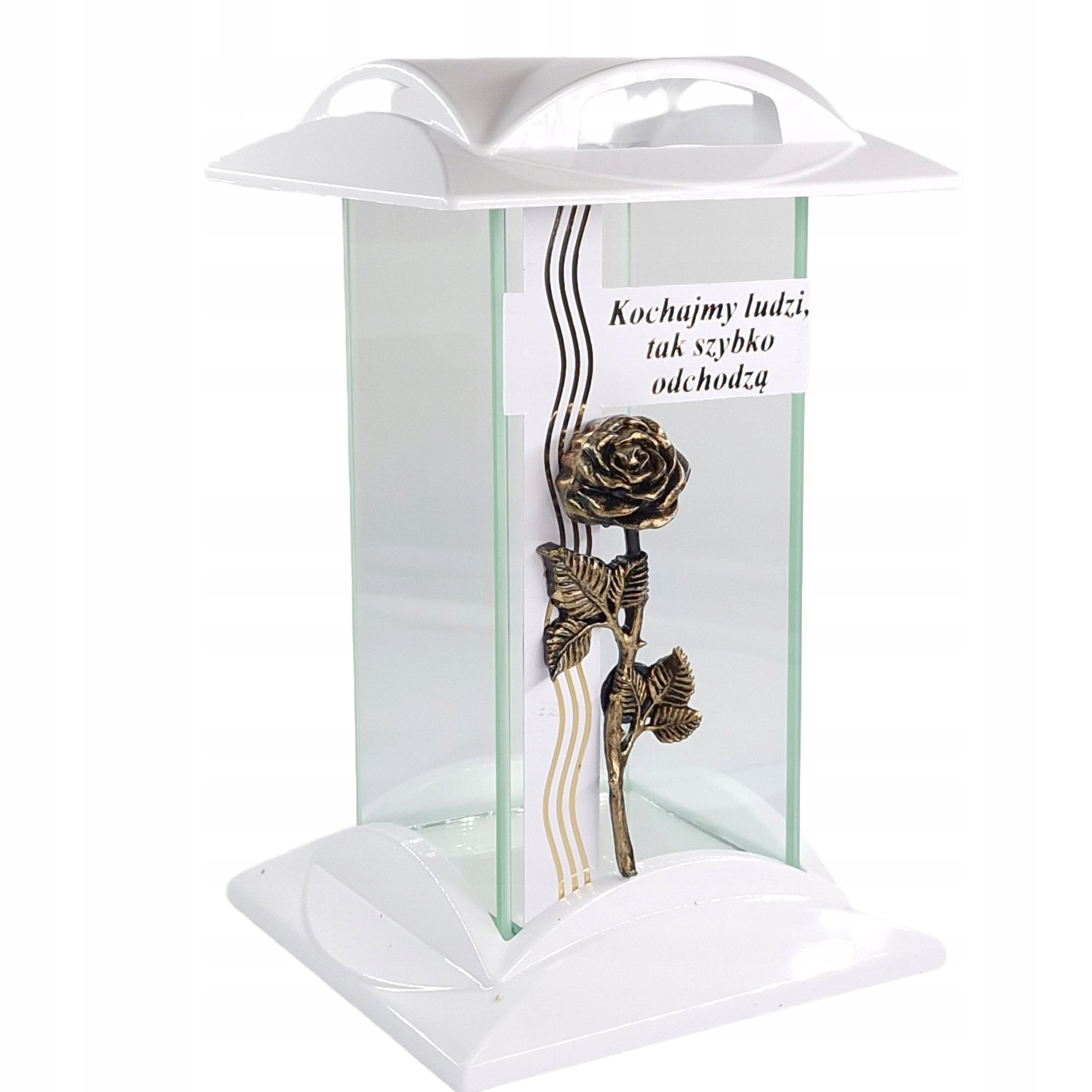  Grave candle chapel with decorative wave i cross golden tombstone