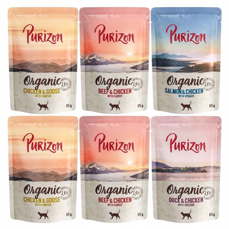  Purizon organic konservi lasis cālis spināti 6x85g kaķim