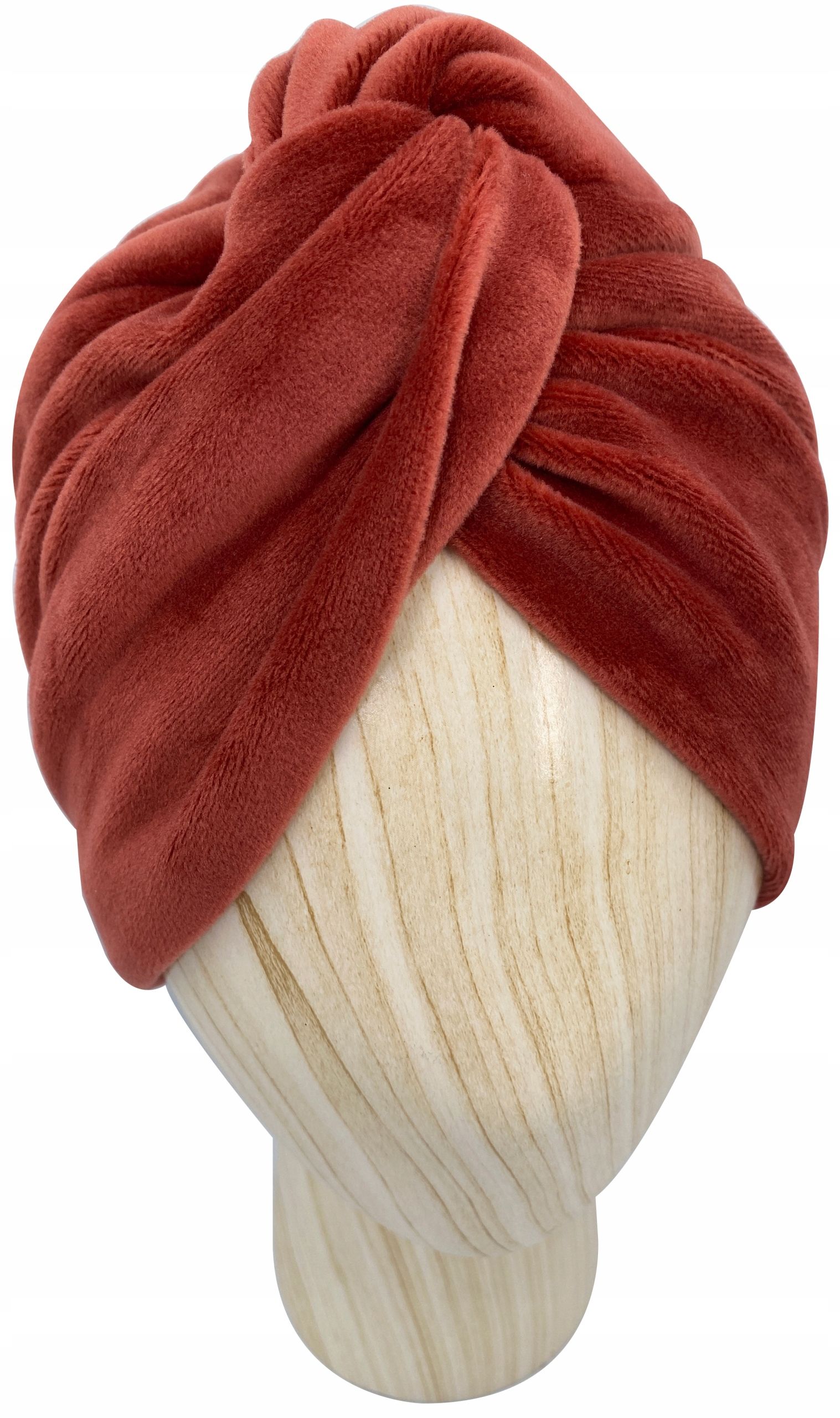  Czapka turban velúr dvojvrstvové velvet zamat brazowy čokoláda