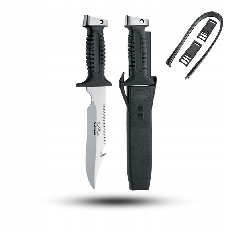  Diving knife mac coltellerie aquatys - black - aqt12.n + case + straps
