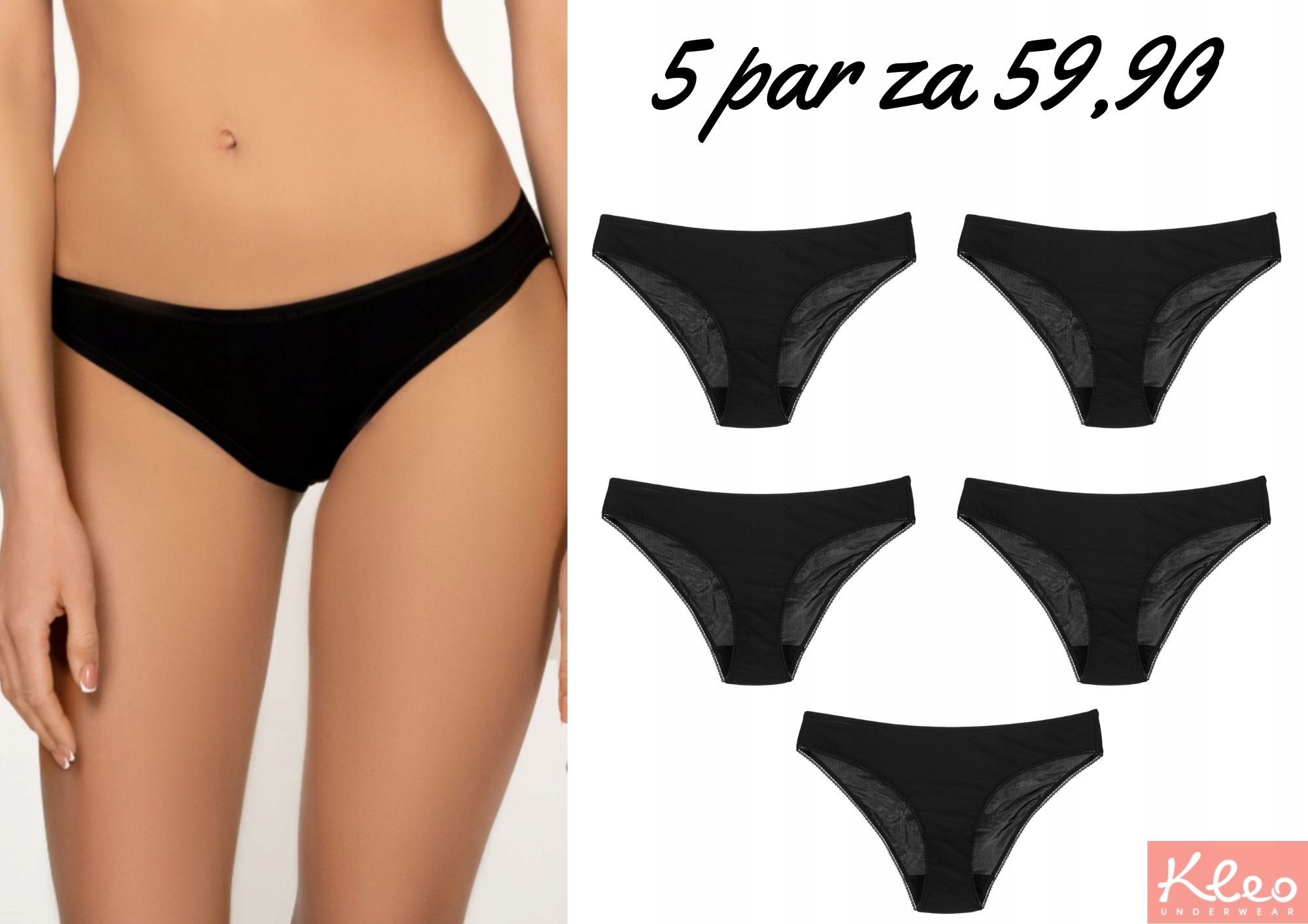  Kleo 3x damenhöschen glatt mikrofaser schwarz l