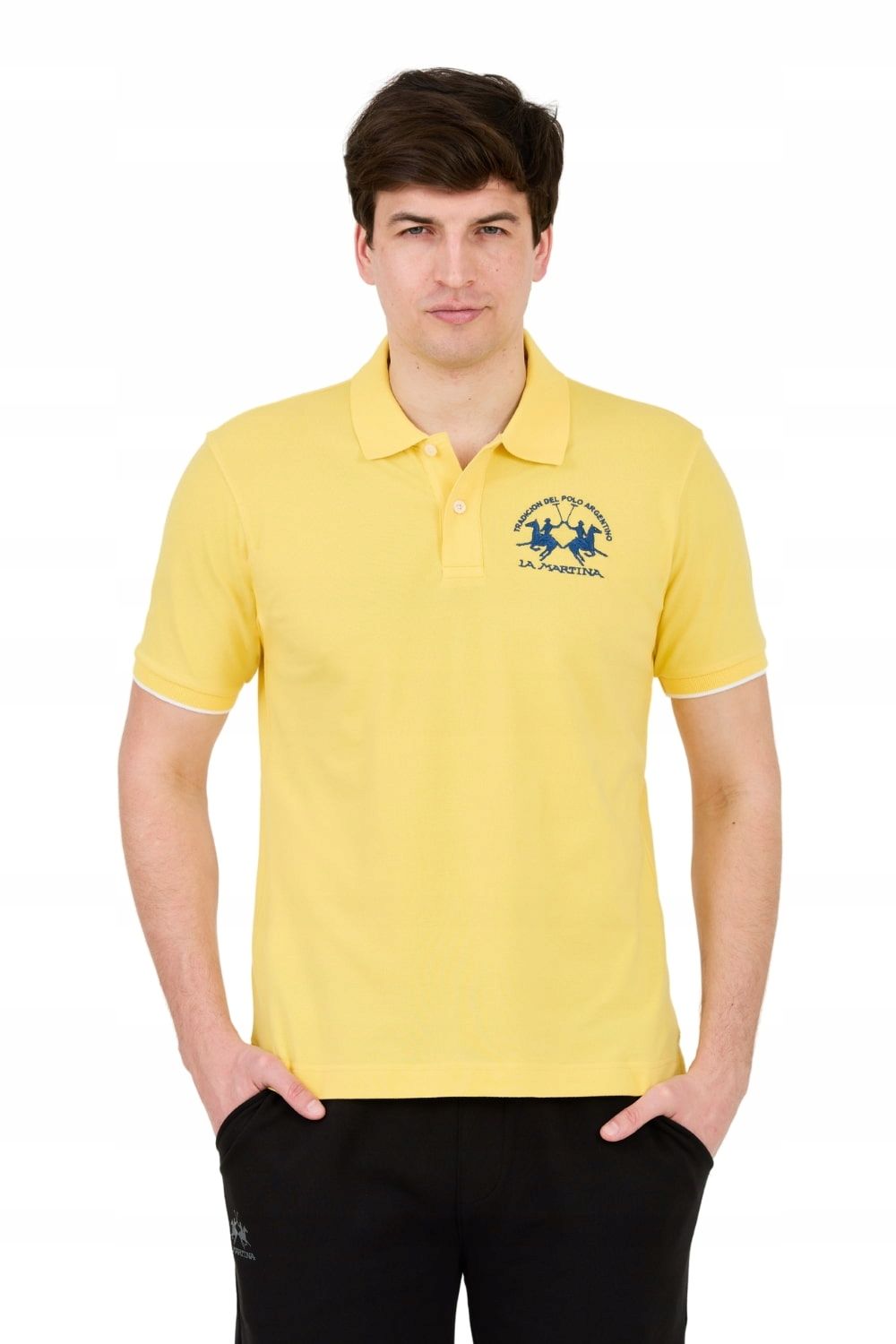  La martina gelb polo mit einem großen logo m